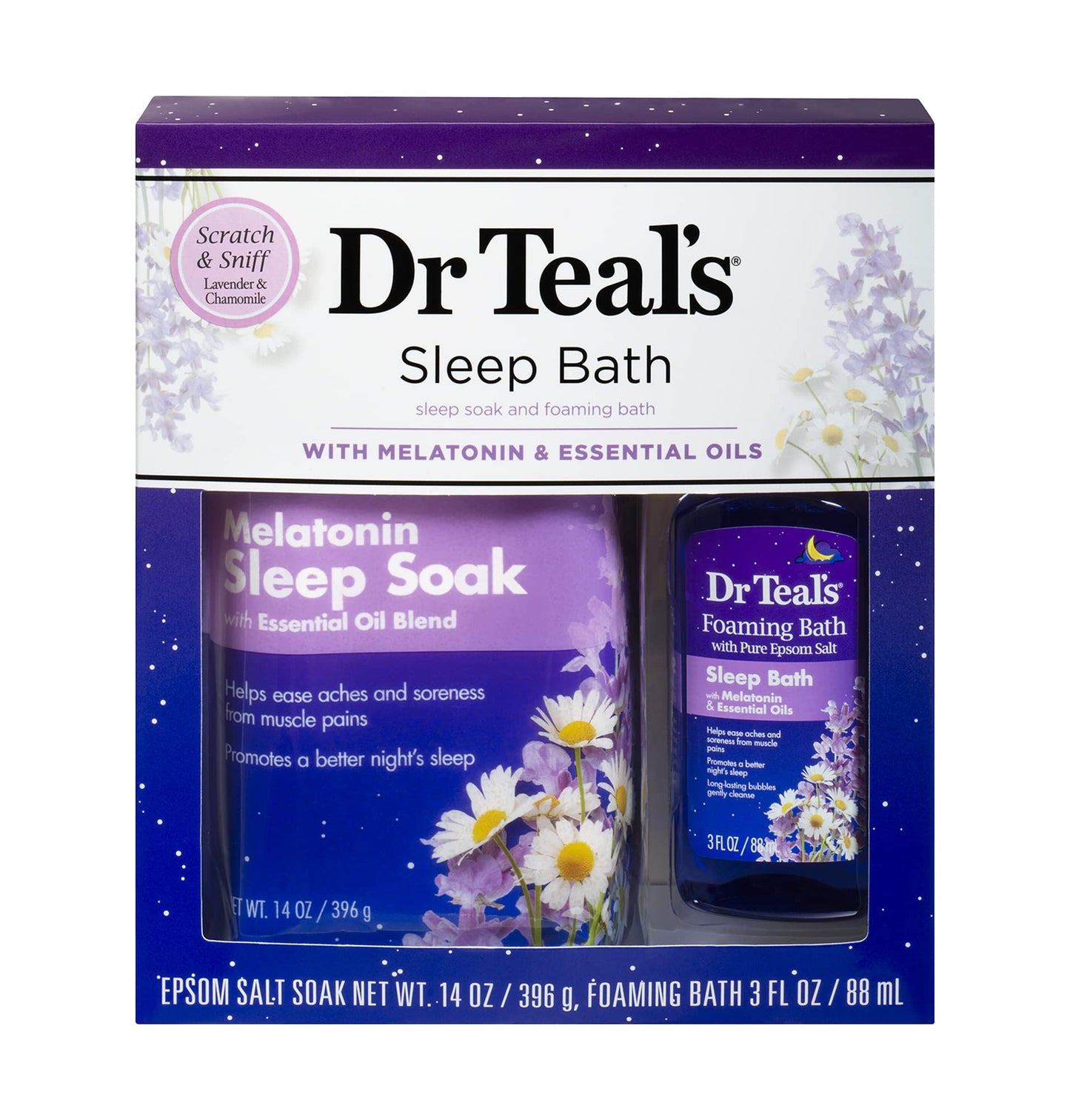 Dr Teal's Melatonin Sleep Soak Epsom Salt Solution and Foaming Bath Gift Set Beauty and Personal Care Dr Teal's