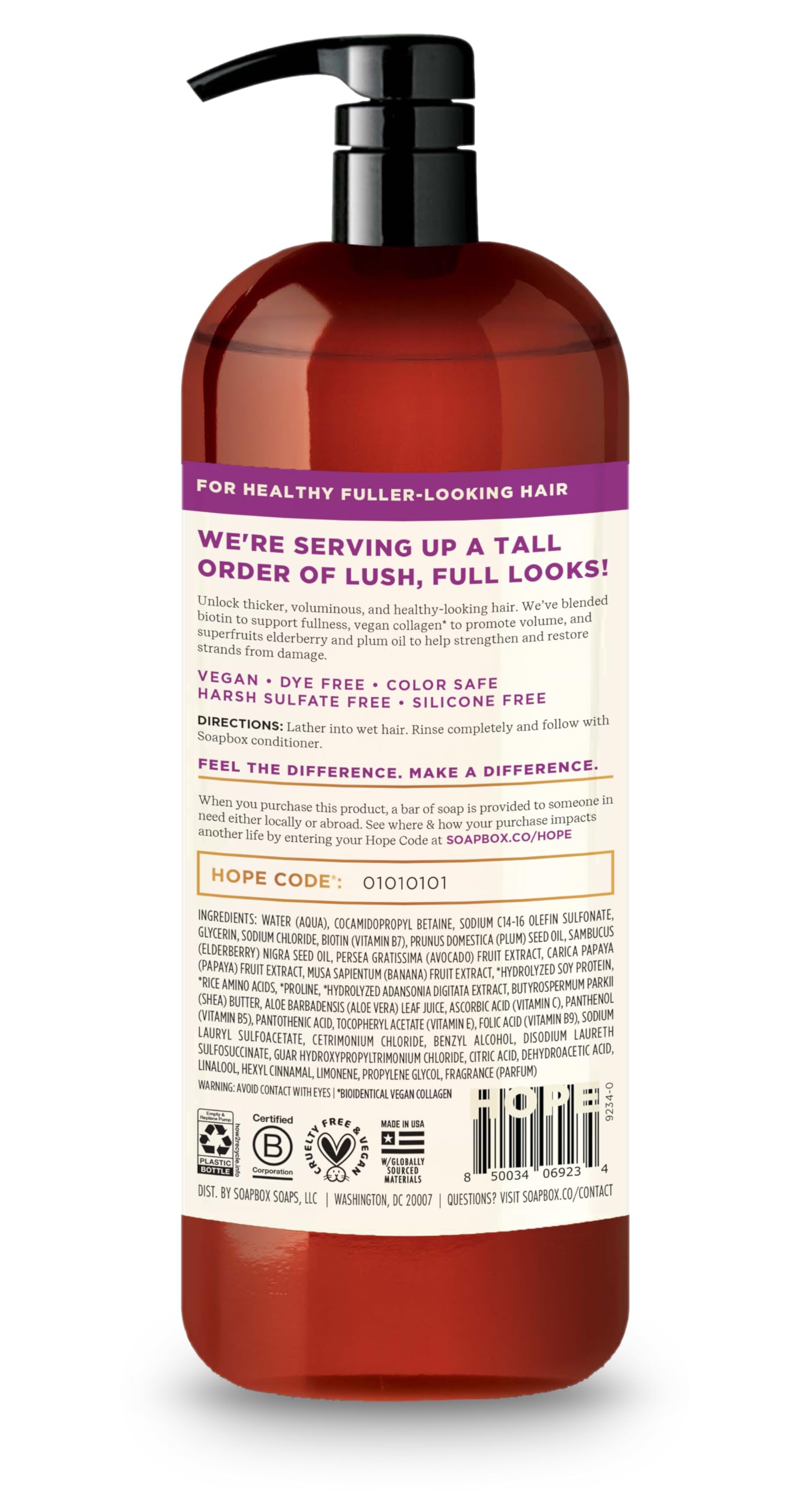 Soapbox Biotin Shampoo, Biotin & Collagen Super Fruit Shampoo for Thin, Fine, Thinning Hair | Volumizing & Repairing to Promote Hair Growth, Strength Beauty & Personal Care Soapbox