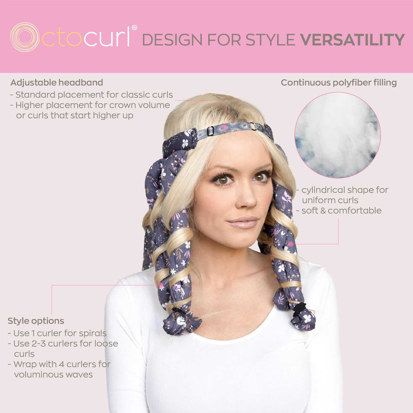 Octocurl Heatless Curls Headband - Hair Curlers to Sleep In - Heatless Curlers for Medium Length Hair (Cotton - Lilac) Beauty & Personal Care Octocurl