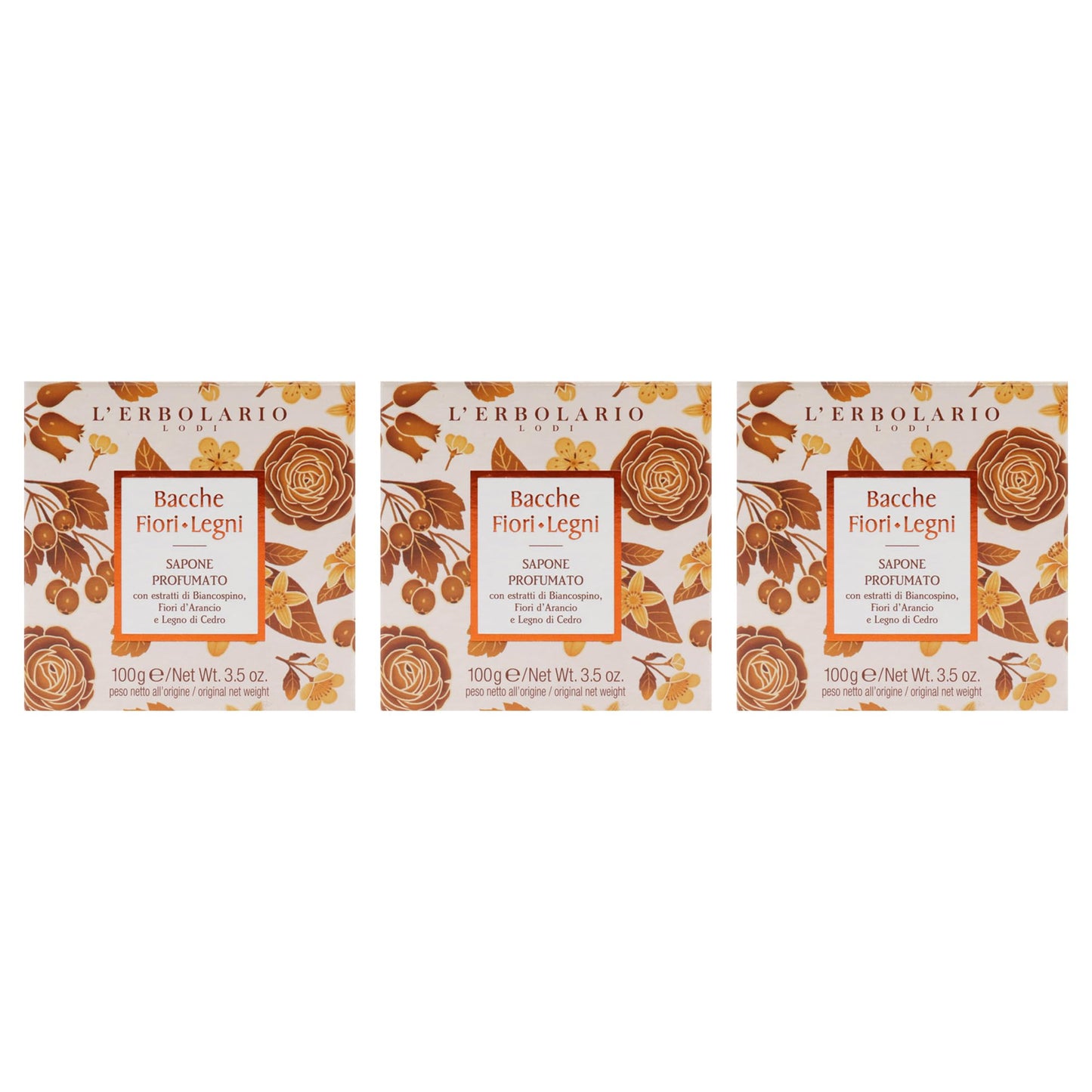 Perfumed Soap - Berries Flowers Wood - Pack of 3 by LErbolario for Unisex - 3.5 oz Soap Beauty & Personal Care L'Erbolario
