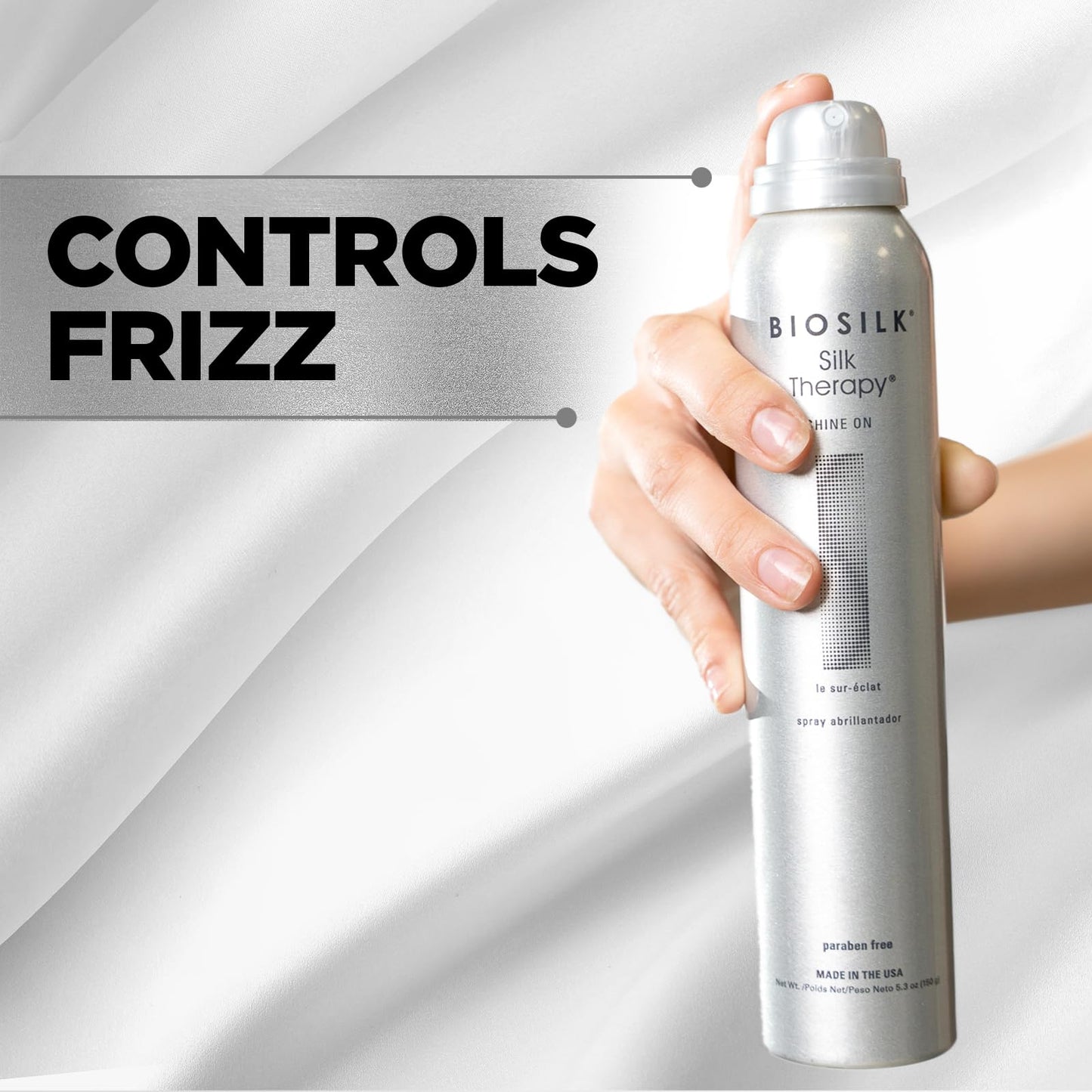BioSilk Silk Therapy Shine On, Hairspray For Controlling Frizz & Providing Brilliant Shine, Sulfate, Paraben, & Cruelty-Free, 5.3 Oz Beauty & Personal Care BioSilk