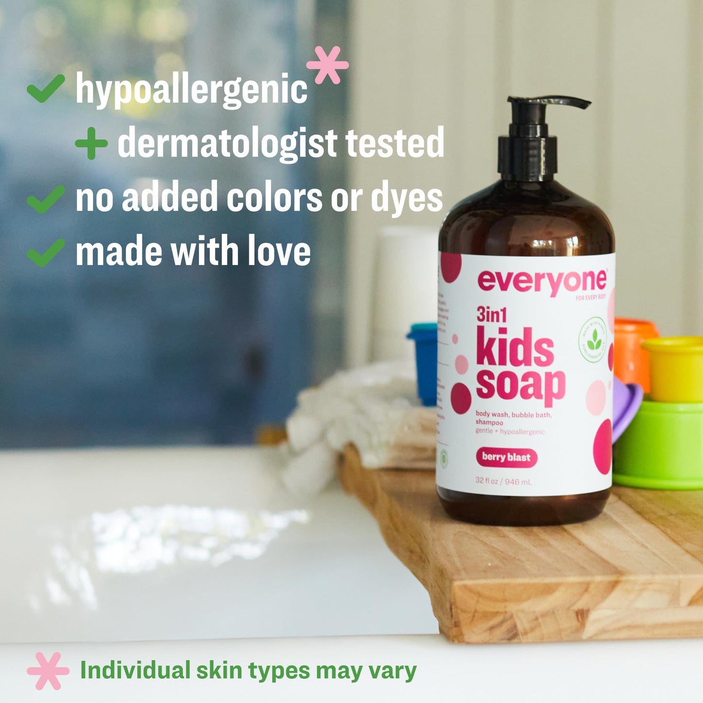 Everyone 3-in-1 Kids Soap, Body Wash, Bubble Bath, Shampoo, 32 Ounce (Pack of 2), Berry Blast, made with Essential Oils for Toddlers, tweens and teens Beauty & Personal Care everyone for every body