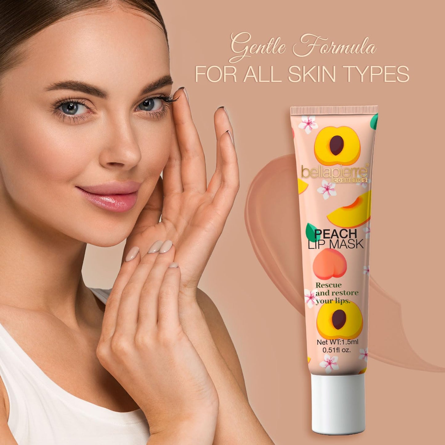 bellapierre Cosmetics Peach Lip Mask - Lip Plumping Mask with Hyaluronic Acid - Moisturizing Lip Balm for Daily Use Beauty and Personal Care bellapierre