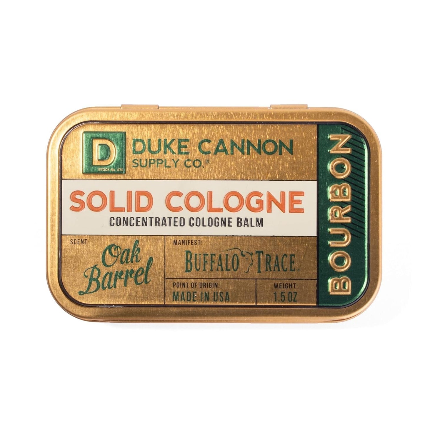 Duke Cannon Supply Co. Solid Cologne for Men Bourbon (Woodsy, Charred Oak Barrel Scent) - Concentrated Balm, Travel-Friendly Convenient Tin, 1.5 oz Beauty & Personal Care Duke Cannon Supply Co.