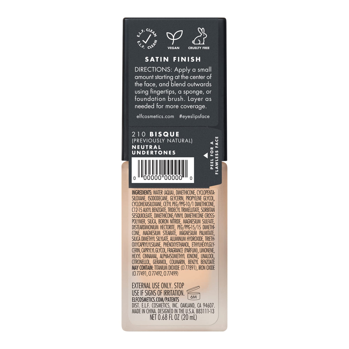 e.l.f. Flawless Finish Foundation, Improves Uneven Skin Tone, Lightweight, Medium Coverage & Semi-Matte, Vegan & Cruelty-Free, Bisque, 0.68 Fl Oz Beauty & Personal Care e.l.f.
