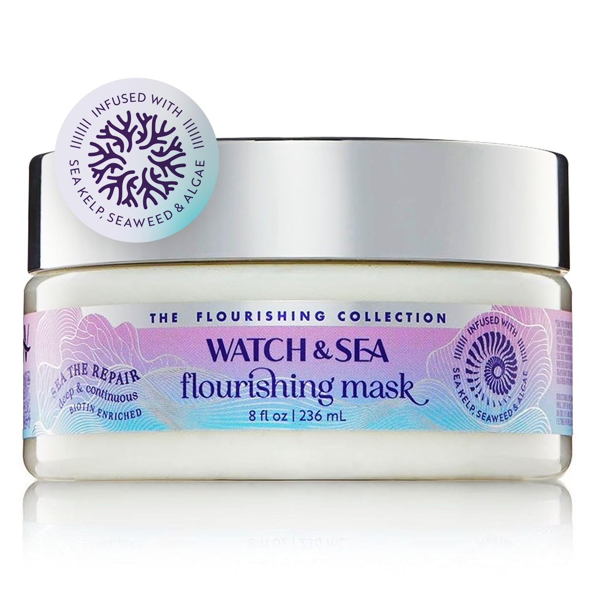 Watch & Sea Deep and Continuous Flourishing Hair Mask - Deep Conditioning Hair Mask for All Hair Types - Infused with Seaweed and Sea Kelp - 8 oz