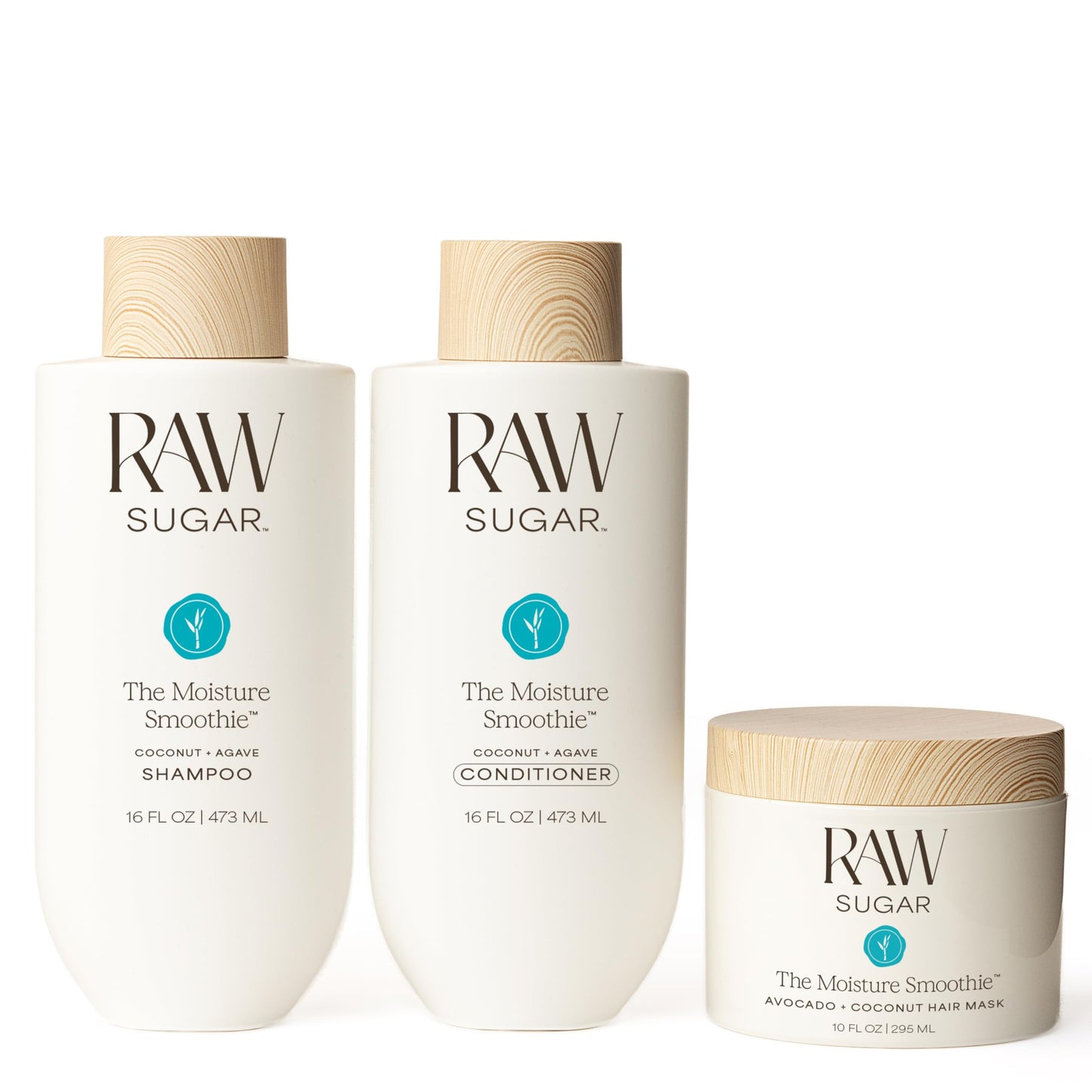 Raw Sugar The Moisture Smoothie Shampoo and Conditioner Set, Moisturize & Nourish Dry Hair, Bulk Shampoo and Conditioner with Coconut Oil, Agave Beauty & Personal Care RAW SUGAR