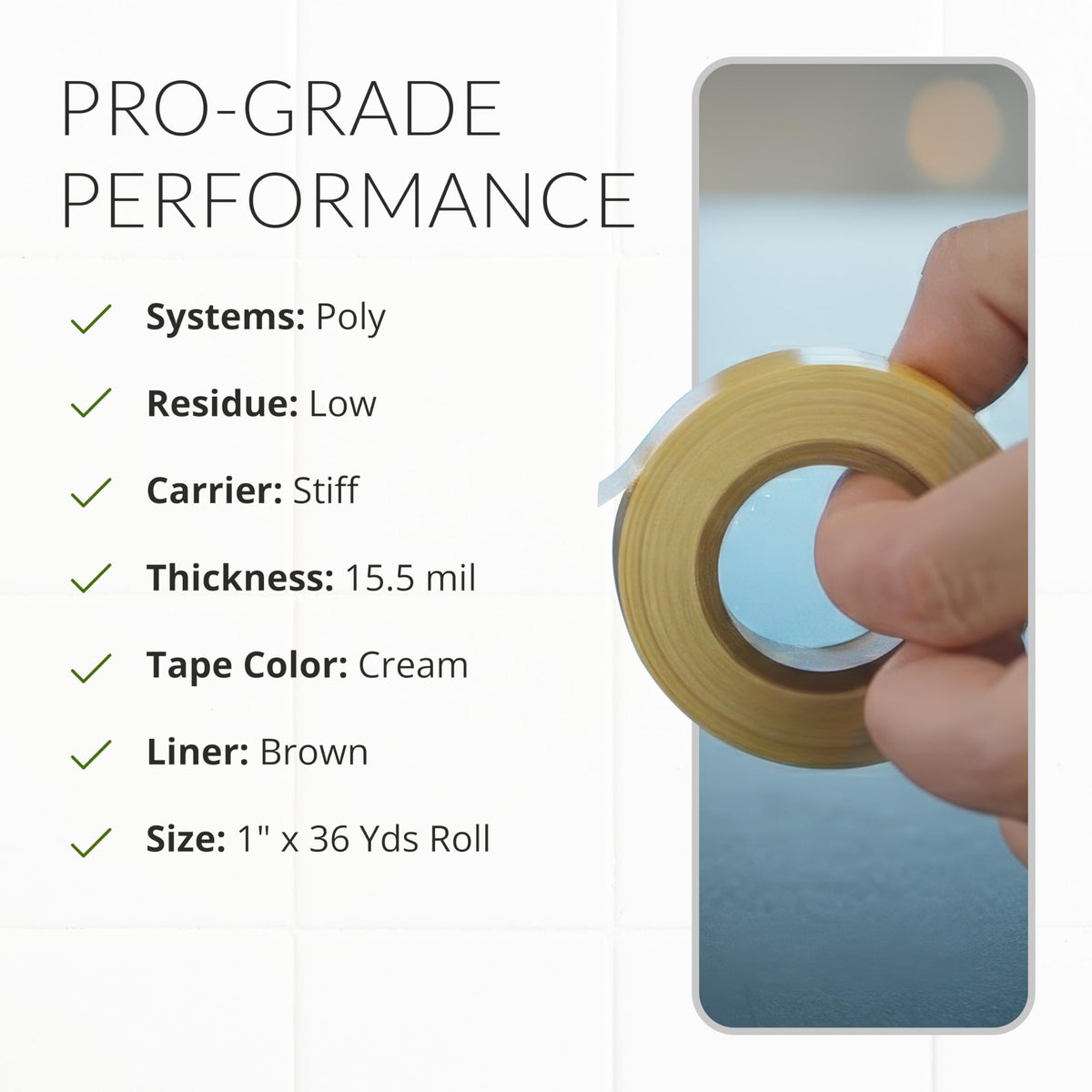 Walker Tape German Brown Tape Roll 1" x 36 Yards, Firm Barrier for Hard Bond Adhesives, Low Residue Protective Strip for Poly Bases, Toupee Systems