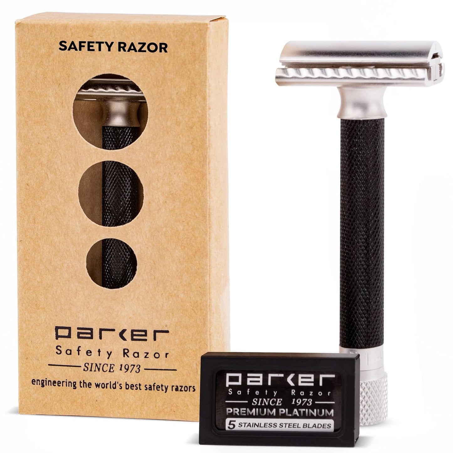 Parker THE VARIANT CLOSED COMB - ADJUSTABLE Double Edge Safety Razor, Customize your Shave with a Turn of the Dial from Mild to Aggressive - 5 Blades Beauty and Personal Care Parker Safety Razor