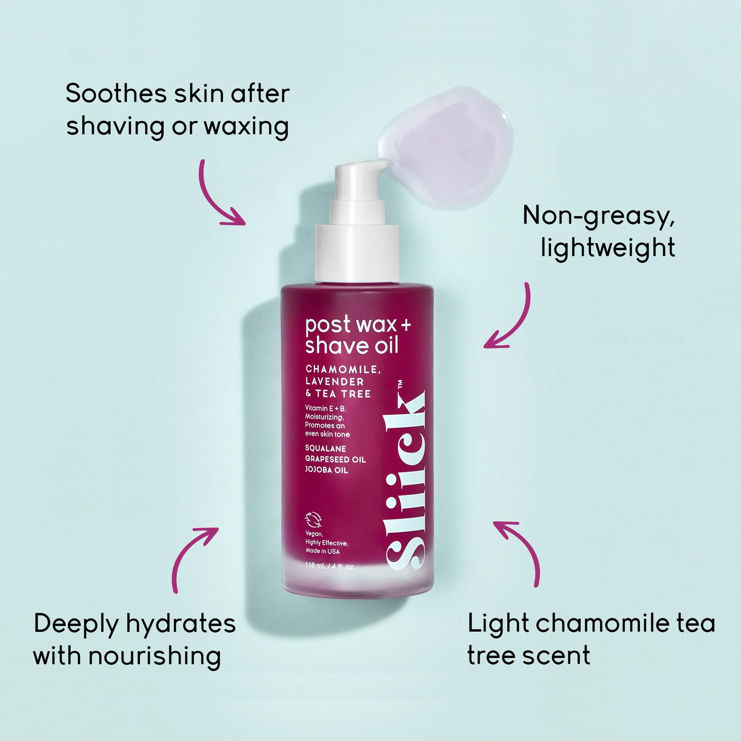 Sliick Post Wax + Shave Oil - Soothing After Shave Oil with Chamomile, Lavender & Tea Tree for Razor Bumps, Ingrown Hair & Redness, After Waxing Beauty and Personal Care Sliick