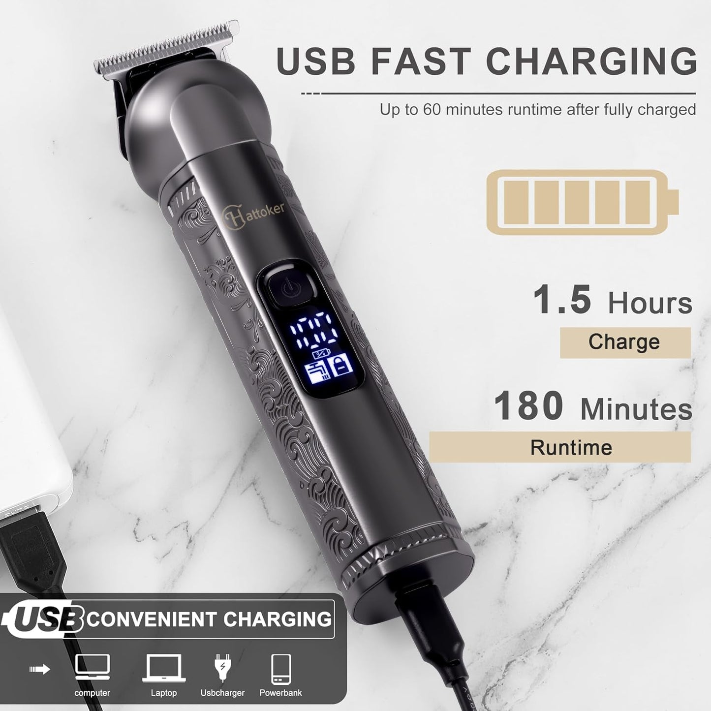 Hatteker 8-in-1 Multi-Functional Grooming Kit for Men Beard Trimmer for Men Hair Clipper Precision TrimmerNose Ear Trimmer Body Groomer Zero-Gap Beauty and Personal Care Hatteker
