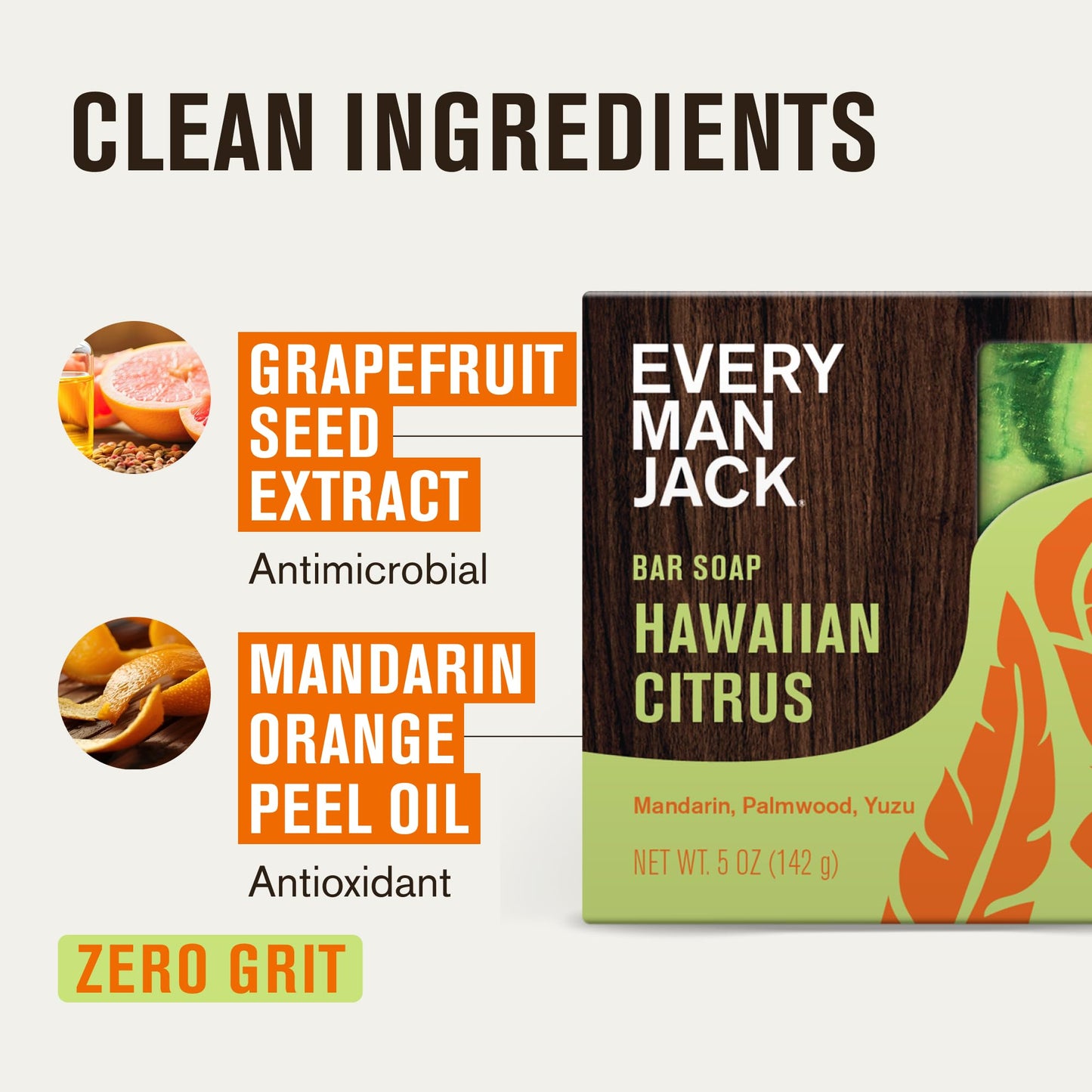 Every Man Jack Cold Processed Mens Bar Soap - Hawaiian Citrus Scent - Deeply Cleans & Hydrates w/Naturally Derived Ingredients - (3 Pack) Beauty & Personal Care Every Man Jack