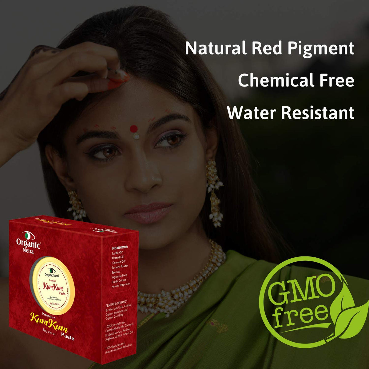 Organic Netra Sindoor/Kumkum Paste | Waterproof Long Lasting, Smudge Proof Sindoor | Pure and Natural Deep Maroon Colour, Long lasting | Enriched with