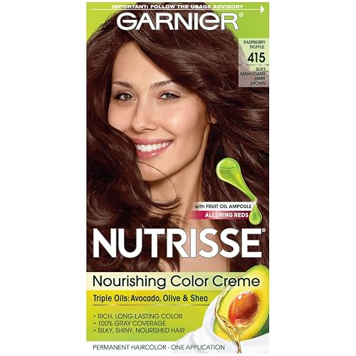 Garnier Nutrisse Haircolor - 415 Raspberry Truffle (Soft Mahogany Dark Brown) 1 Each (Pack of 4) Beauty & Personal Care NUTRISSE