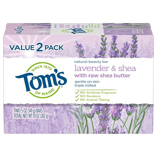 Tom's of Maine Natural Beauty Bar Soap, Lavender & Shea With Raw Shea Butter, 5 oz. 2-Pack Beauty & Personal Care Tom's of Maine