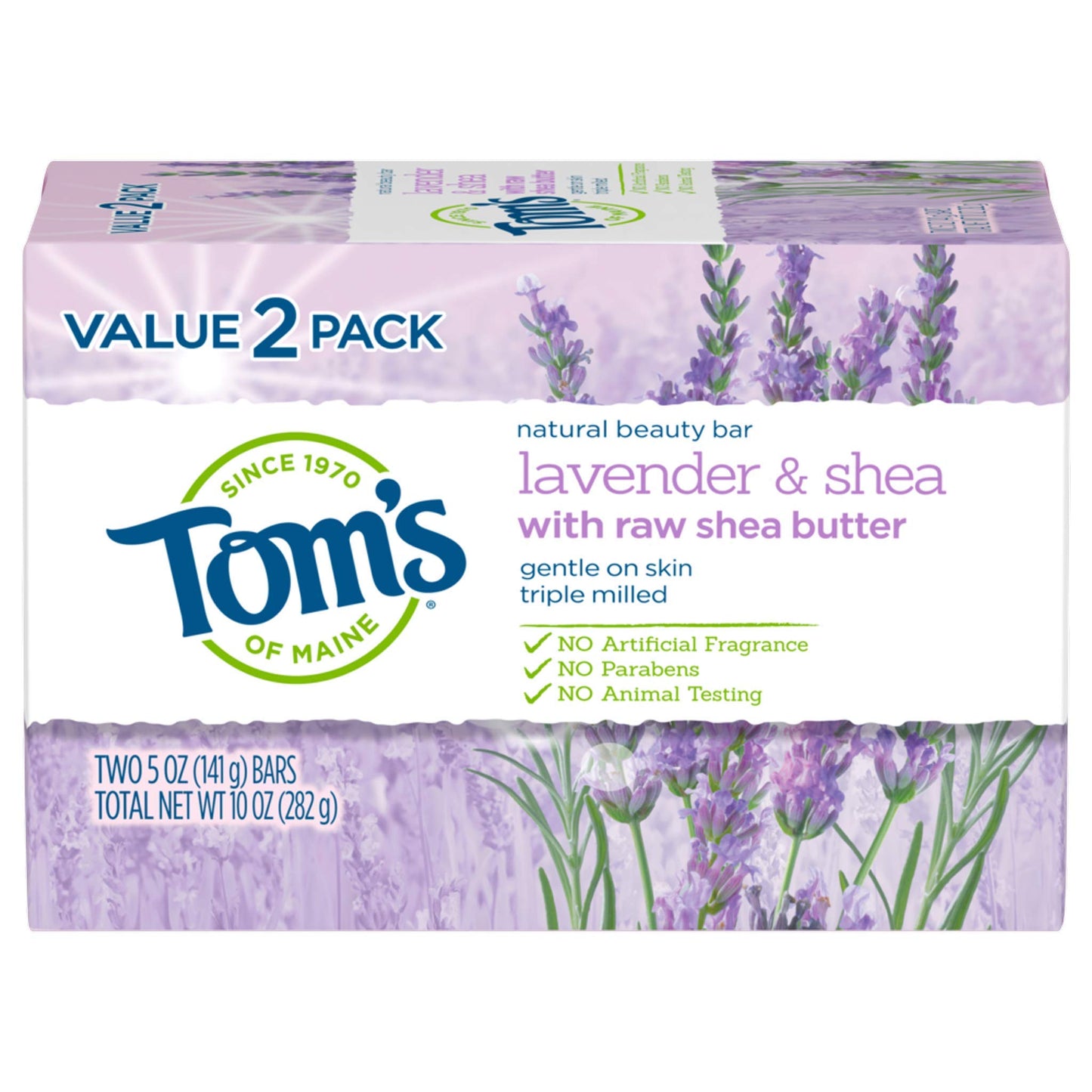 Tom's of Maine Natural Beauty Bar Soap, Lavender & Shea With Raw Shea Butter, 5 oz. 2-Pack Beauty & Personal Care Tom's of Maine