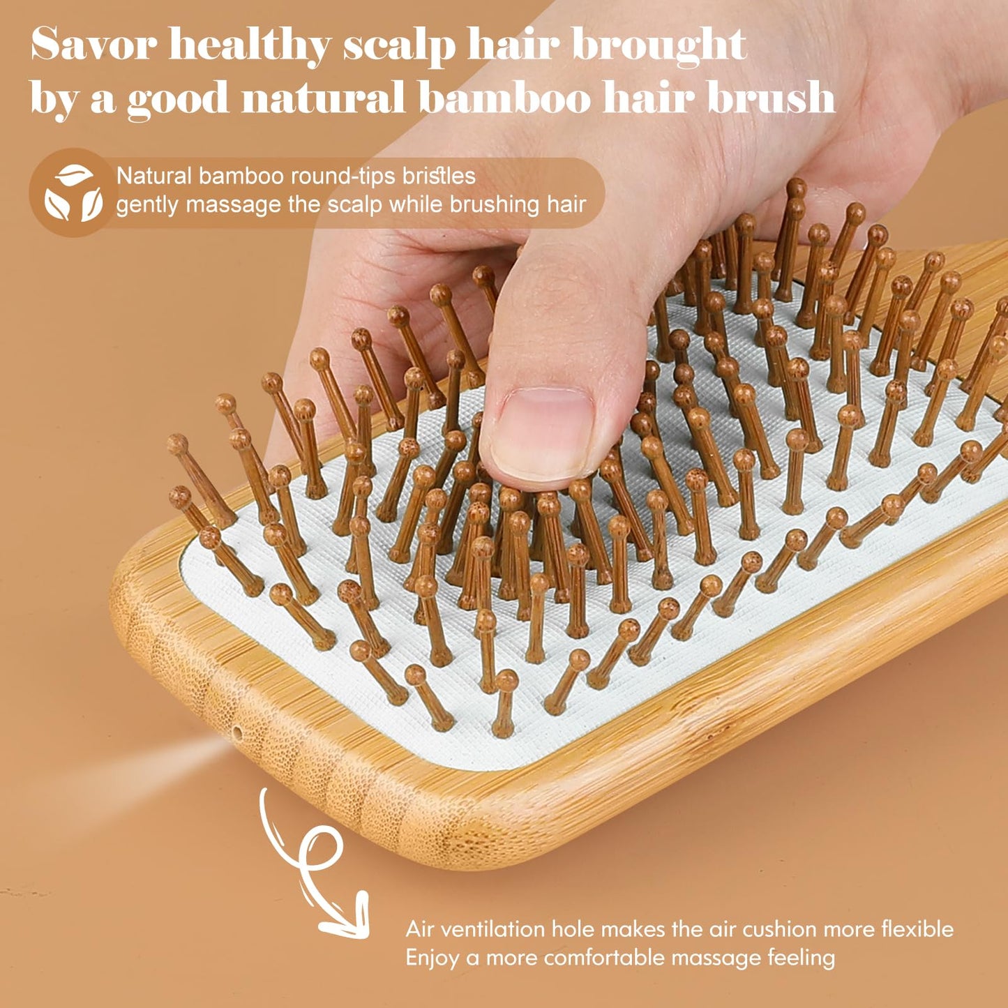 Hair Brush-Natural Wooden Bamboo Brush and Detangle Tail Comb, Paddle Hairbrush for Women Men and Kids Make Thin Long Curly Hair Health and Massage Beauty & Personal Care Sofmild