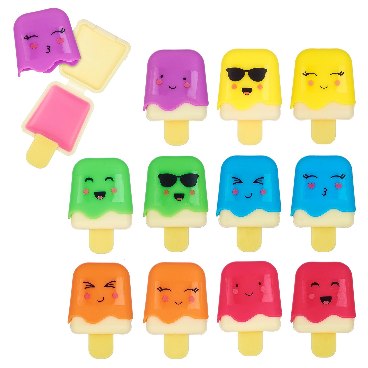 12pc Pucker Pop Novelty Lip Gloss Set - Girls Cosmetics Mini Popsicle Lip Gloss Collection, Lip Gloss for Kids, Safe, Non Toxic Kids Makeup Set Beauty & Personal Care EXPRESSIONS
