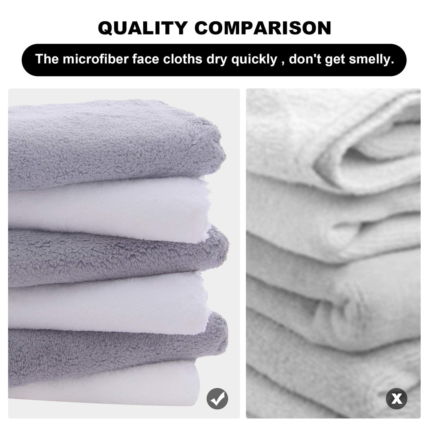 MOONQUEEN Microfiber Facial Cloths Fast Drying Washcloth 12 Pack - Premium Soft Makeup Remover Cloths - Highly Absorbent Beauty and Personal Care MOONQUEEN