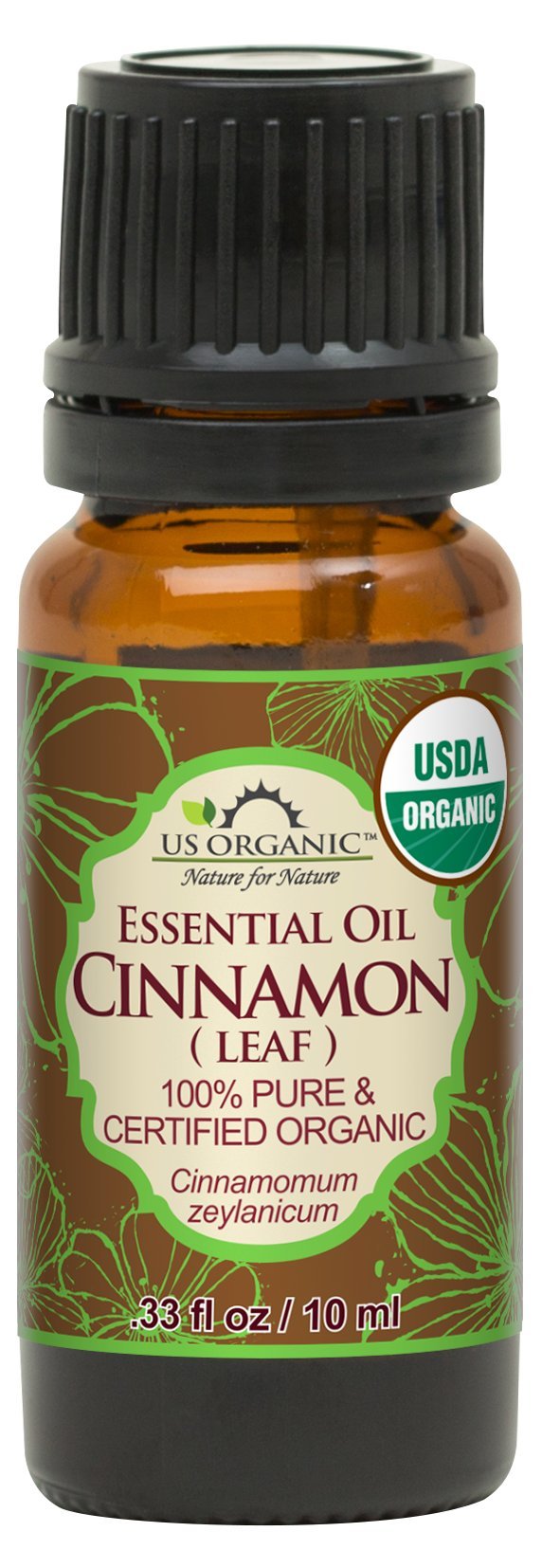 US Organic 100% Pure Cinnamon Leaf Essential Oil - USDA Certified Organic, Steam Distilled - W/Euro Dropper (More Size Variations Available) (10 ml Beauty & Personal Care US Organic