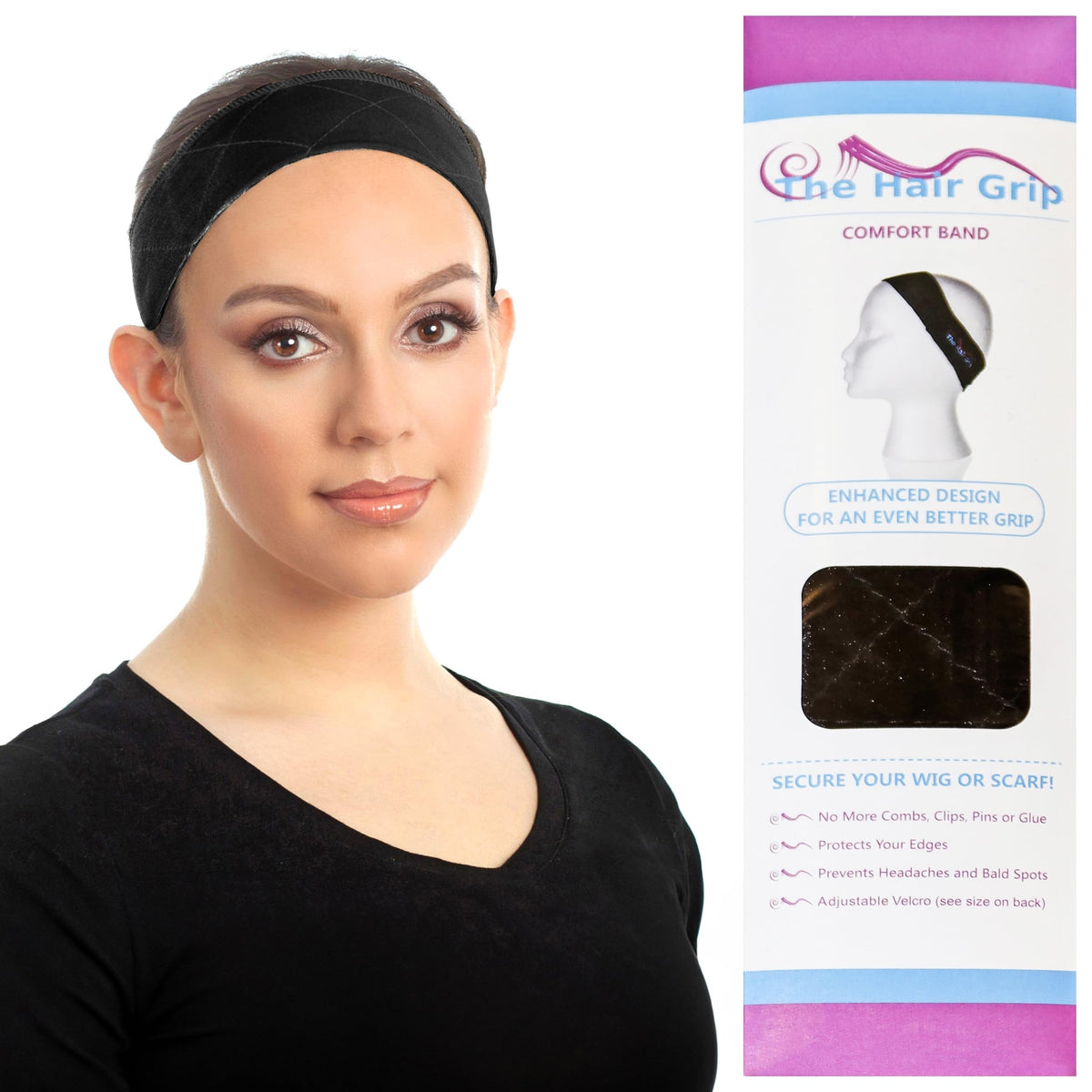 Wig Headband For Synthetic Hair, Wigs Hair Accessory by The Hair Grip - Black