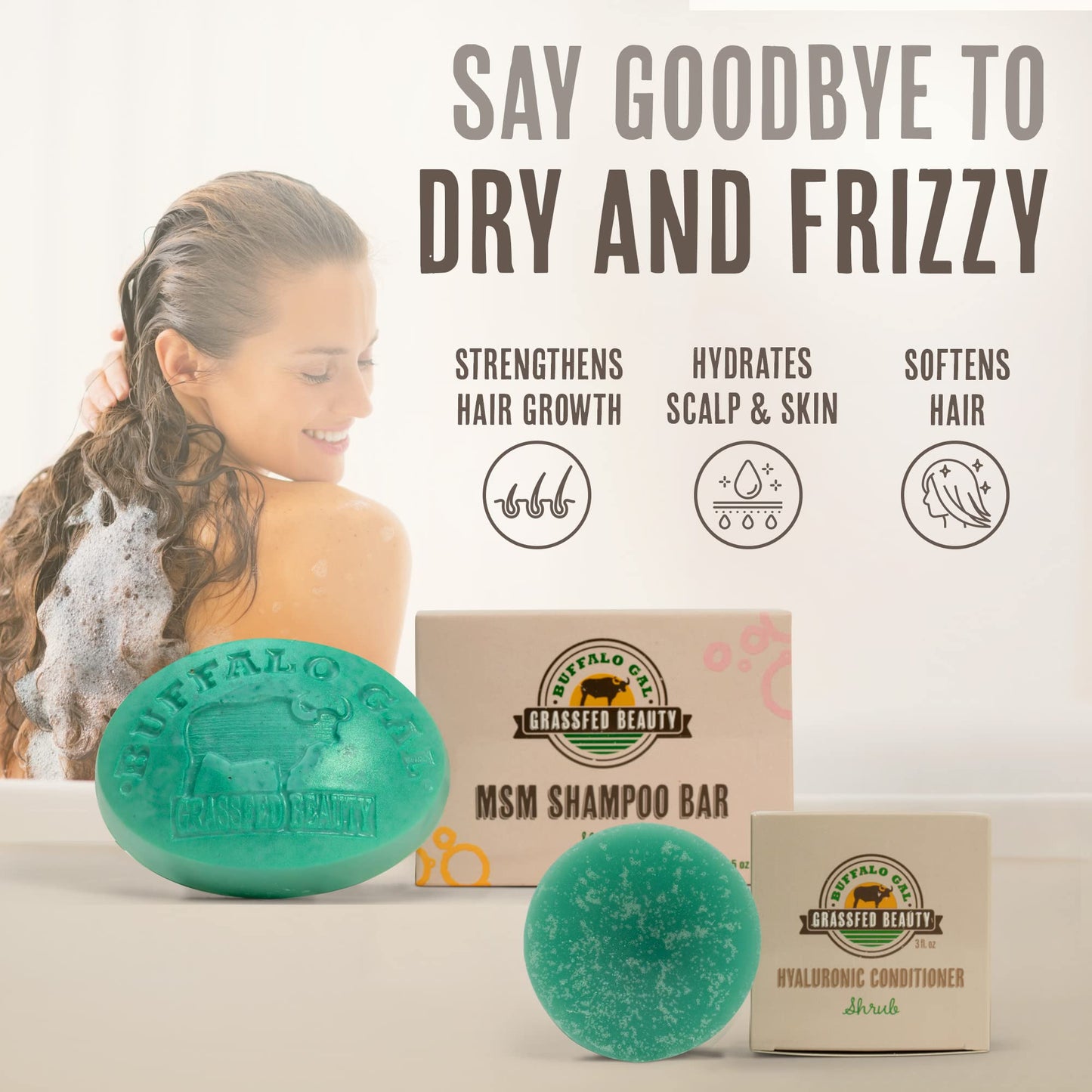 MSM and Tallow Shampoo Bar + Hyaluronic and Tallow Hair Conditioner Bar, Solid Bar Shampoo and Conditioner for Hair Growth, Non-Soap, For All Hair Beauty & Personal Care BUFFALO GAL