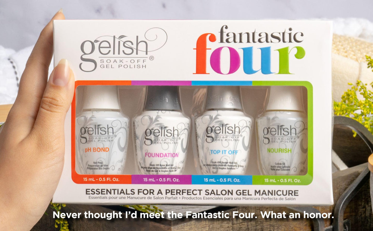 Gelish Fantastic Four Essentials Kit - Long-Lasting, Chip-Free Shine, Durable Finish, Complete Manicure System for Salon-Quality Nails at Home Beauty & Personal Care Gelish
