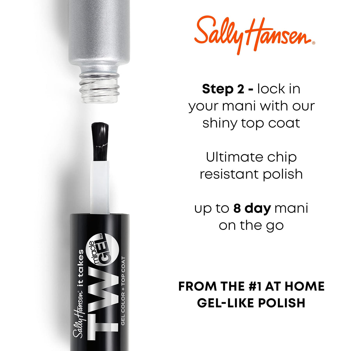Sally Hansen It Takes Two Miracle Gel™, Get Mod, Long Lasting, Gel-Like Formula, No UV Lamp Needed, White Nail Polish