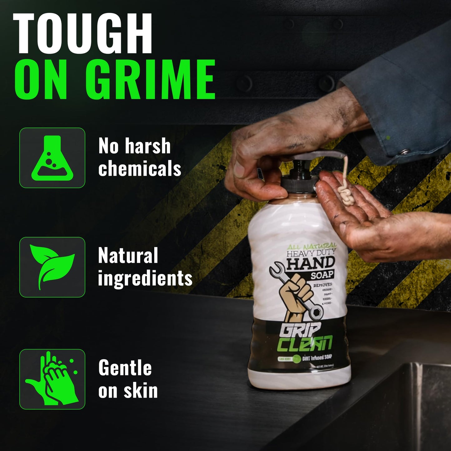 Grip Clean Heavy-Duty Hand Cleaner for Mechanics with Nail Brush - Moisturizing Coconut Oil Hand Cleaner Liquid Hand Soap with Stiff Bristle Nail Beauty & Personal Care Grip Clean
