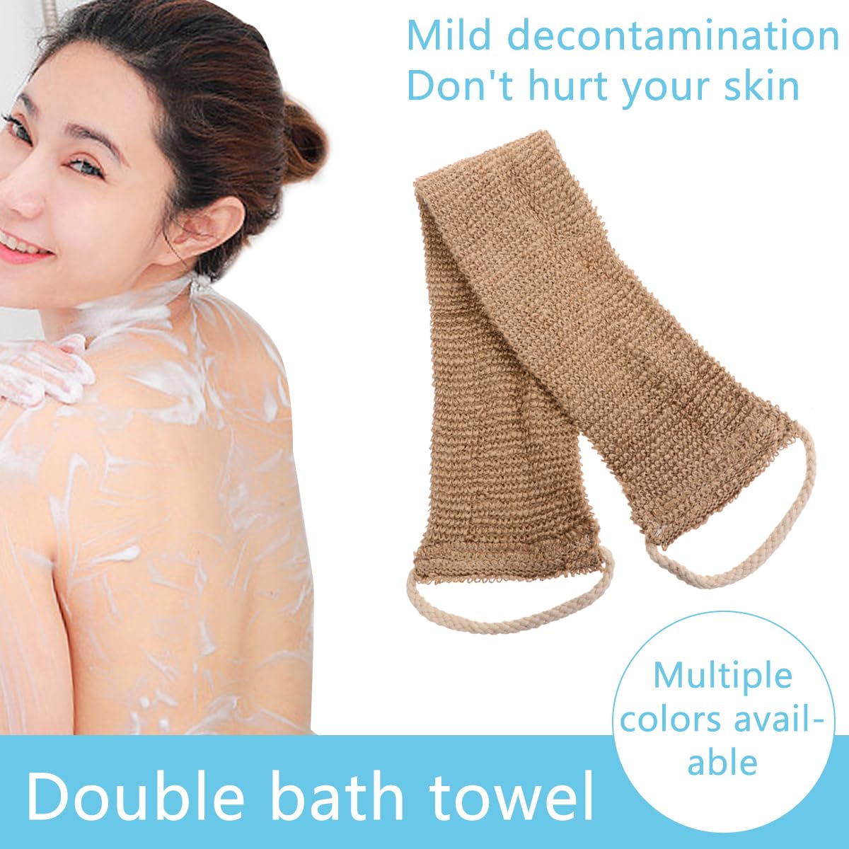 2Pcs Hemp Fiber Exfoliating Bath Gloves Double-Sided Scrubber with Back Strap for Deep Body Cleaning and Shower Spa Beauty and Personal Care FOMIYES