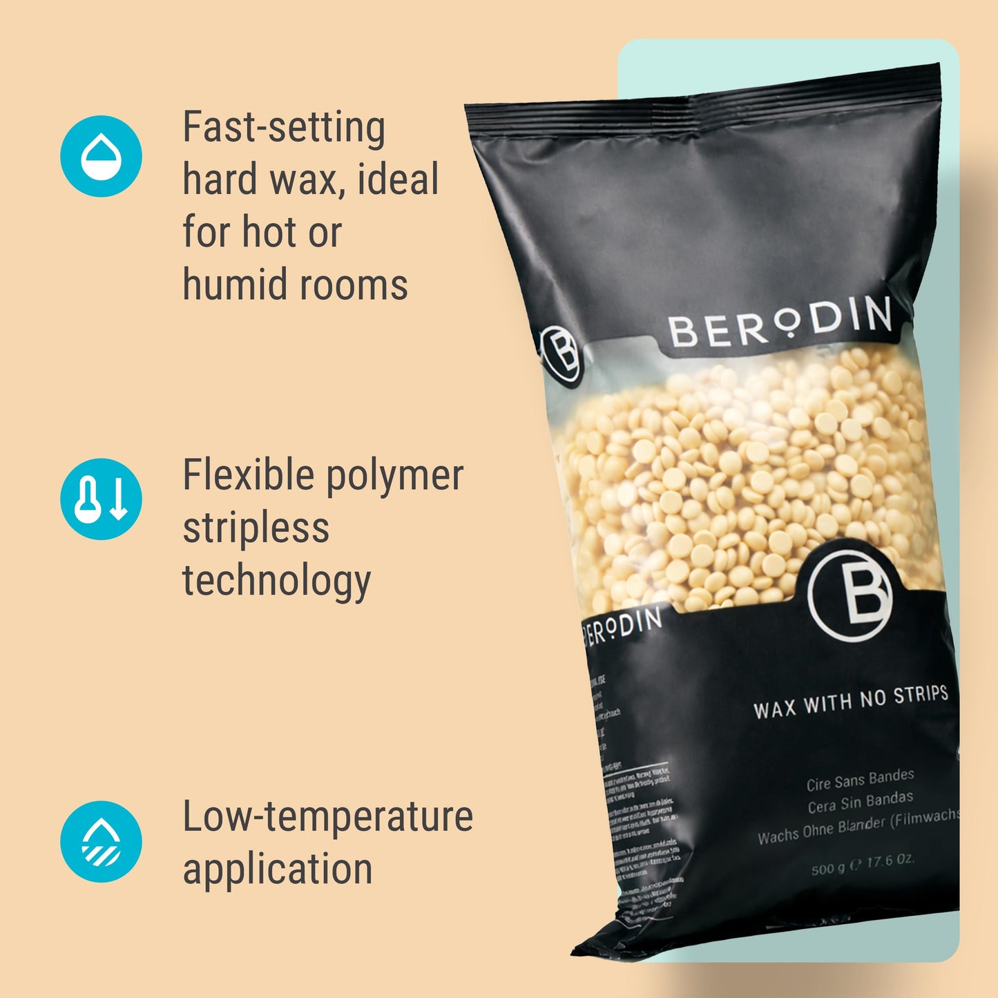 Berodin Jet Set Hard Wax Beads, Fast-Set Stripless Formula for Hot & Humid Climates, Face, Bikini & Brazilian, Professional Hair Removal Wax Beauty and Personal Care Berodin