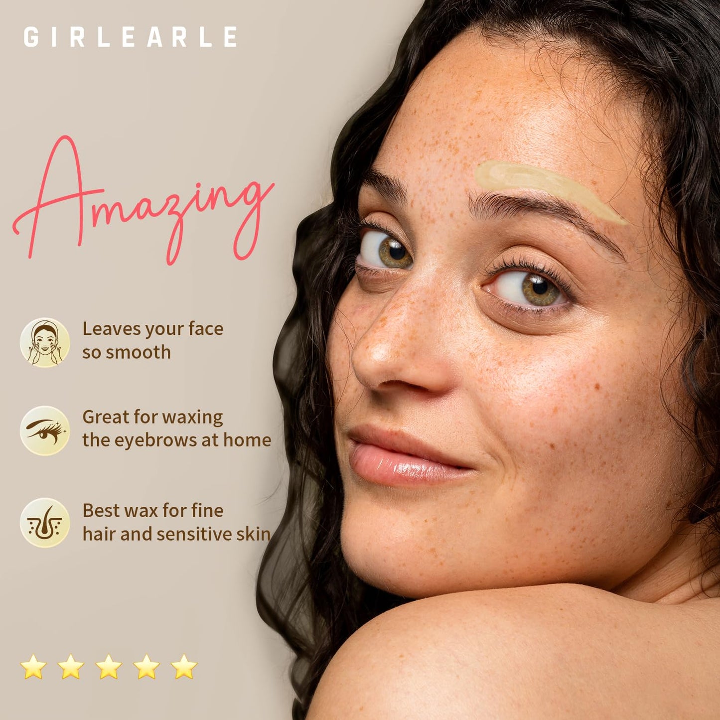 GIRLEARLE Hard Wax Beads, 1lb Wax Beans for Hair Removal, Hard Wax for Sensitive Skin at Home, Wax Refill Perfect for Eyebrow, Facial, Brazilian Beauty and Personal Care GIRLEARLE