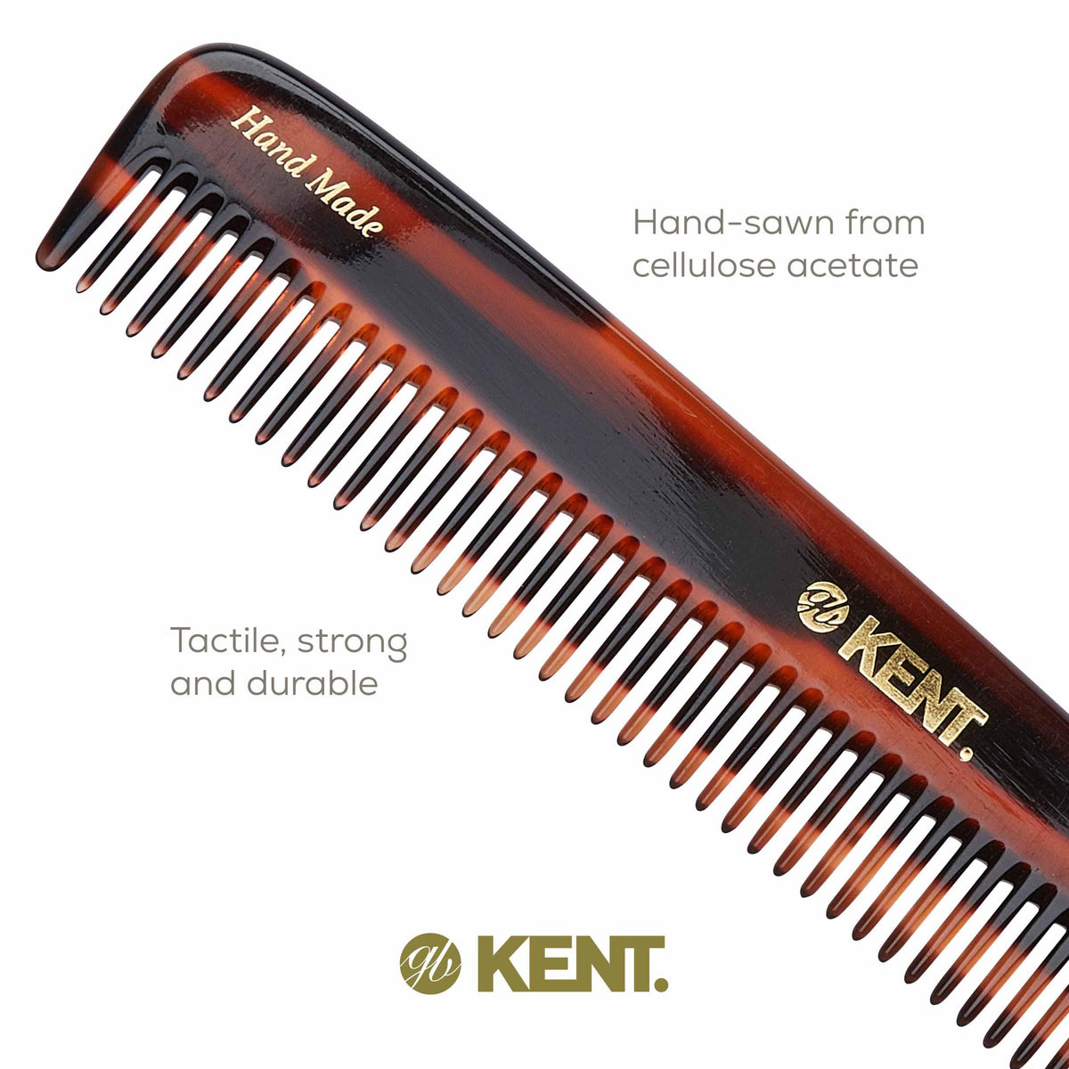 Kent R9T All Coarse Hair Detangling, Wide Teeth Dressing Table Comb for Thick Curly and Wavy Hair. Detangler Comb for Grooming and Styling, Beard and
