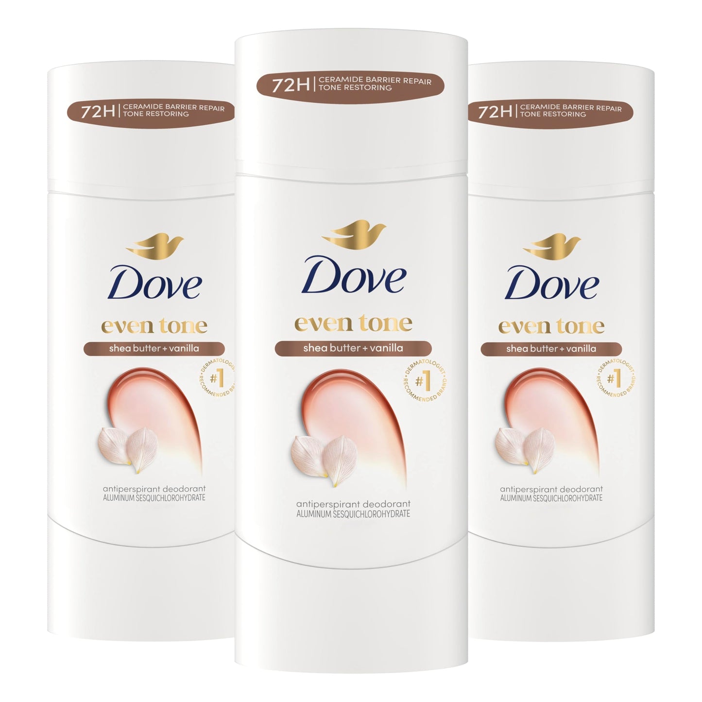 Dove Antiperspirant Deodorant Stick Even Tone Shea Butter & Vanilla Pack of 3 for 48h Odor and Sweat Protection & Skin Restoration, with Niacinamide Beauty and Personal Care Dove