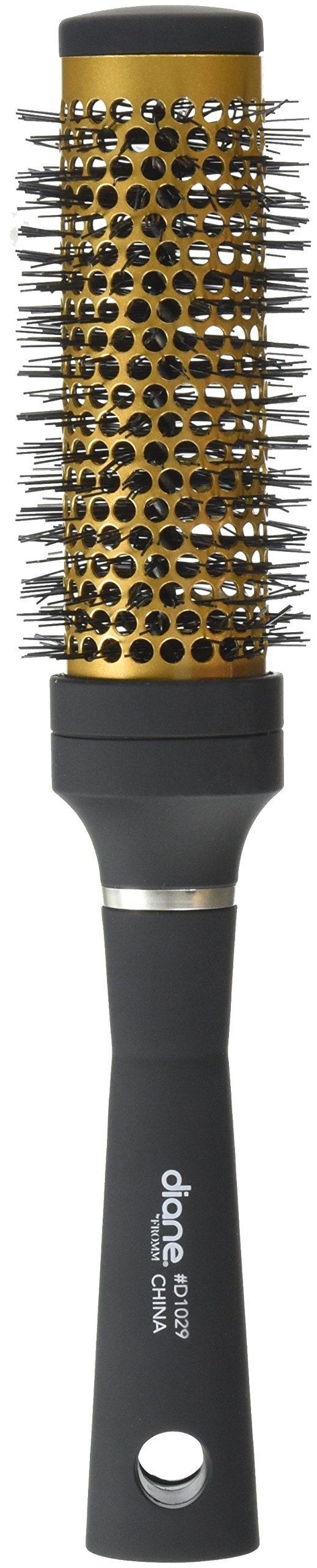 Diane Gold Thermal Ceramic Round Metal Brush with Heat-Resistant Nylon Bristles, 1" Diameter Barrel for Quick Drying and Volume, Black Beauty & Personal Care Diane
