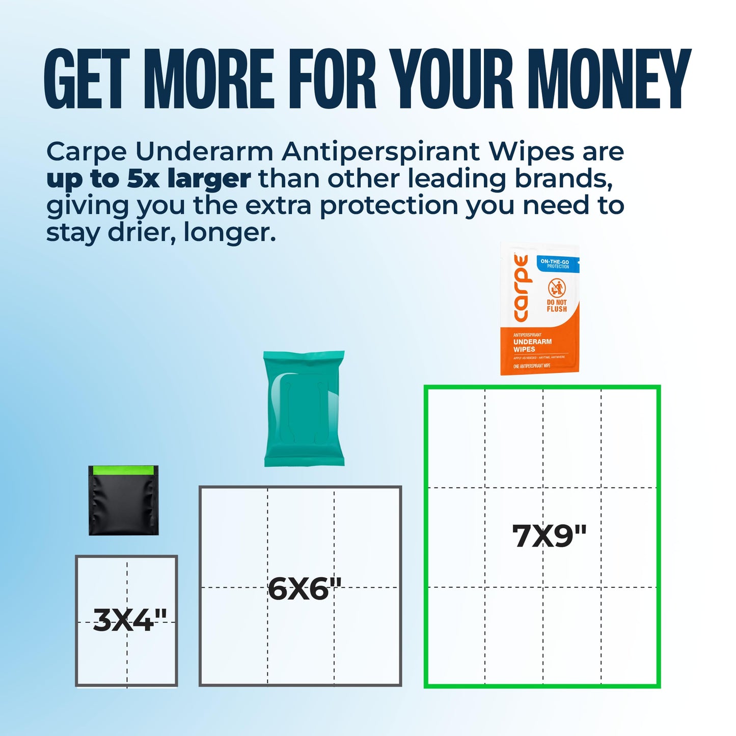 Carpe Antiperspirant Underarm Wipes for Sweat Blocking, Deodorizing, and Cleansing When You’re On the Move - 15 Residue Free, Individually Wrapped Beauty and Personal Care Carpe