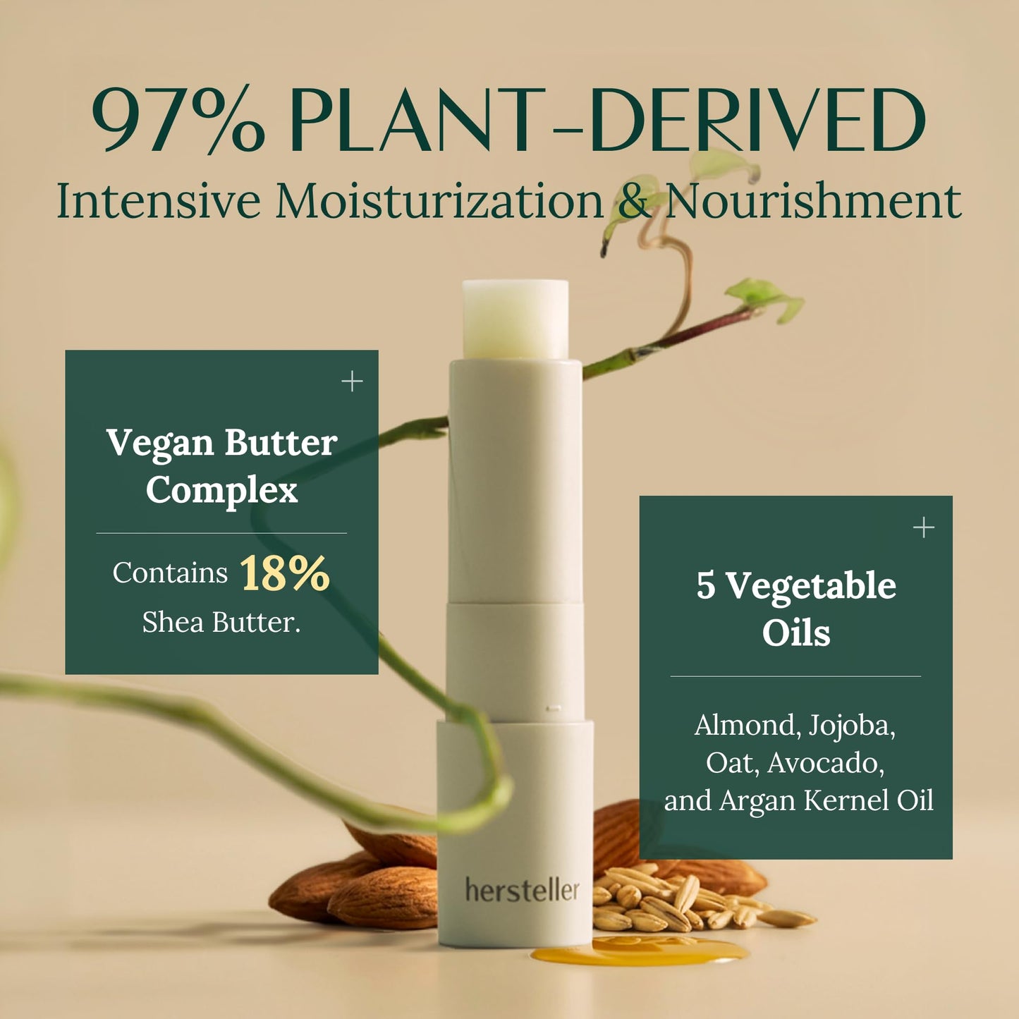 hersteller Nearby Recharging Lip Balm Vegan Butter Complex Intensive Moisturizing Treatment for Dry Lips and Cheek Natural Healthy (Plain) Beauty and Personal Care Hersteller