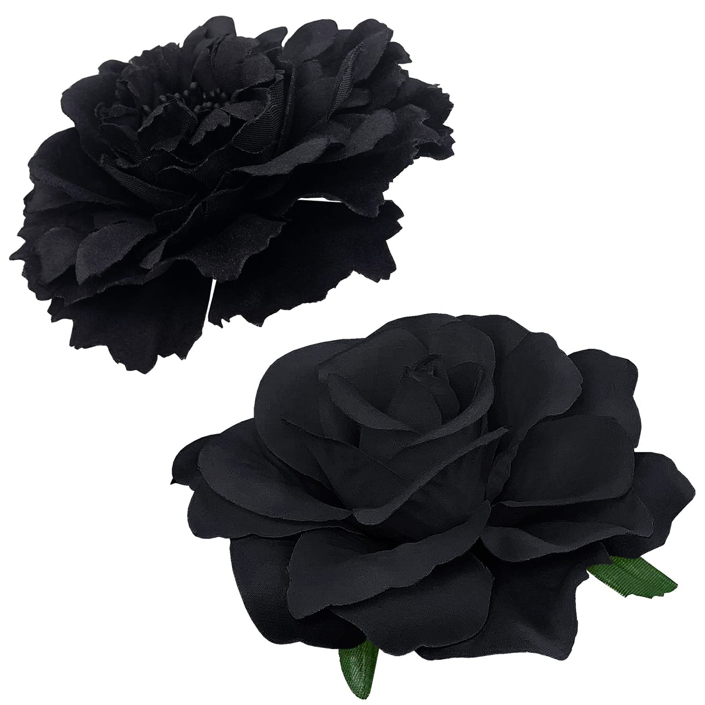 Large Floral Hair Accessory Set - Includes 4 Peony and 4 Rose Barrette Hair Clips for Flamenco Dance, Beach Party, Wedding (Black) Beauty & Personal Care BETITETO