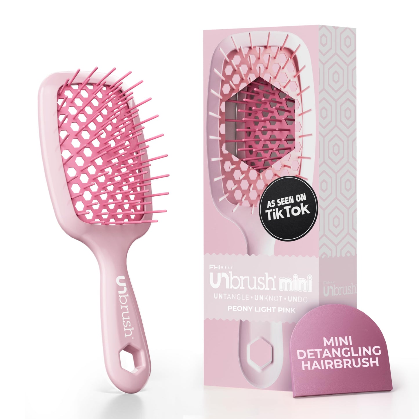 FHI Heat UNbrush Mini Detangler Brush for Pain-Free Brushing on All Wet or Dry Hair Types - Durable Duoflex Anti-Static Bristles, Lightweight Handle Beauty and Personal Care FHI Heat Default Title