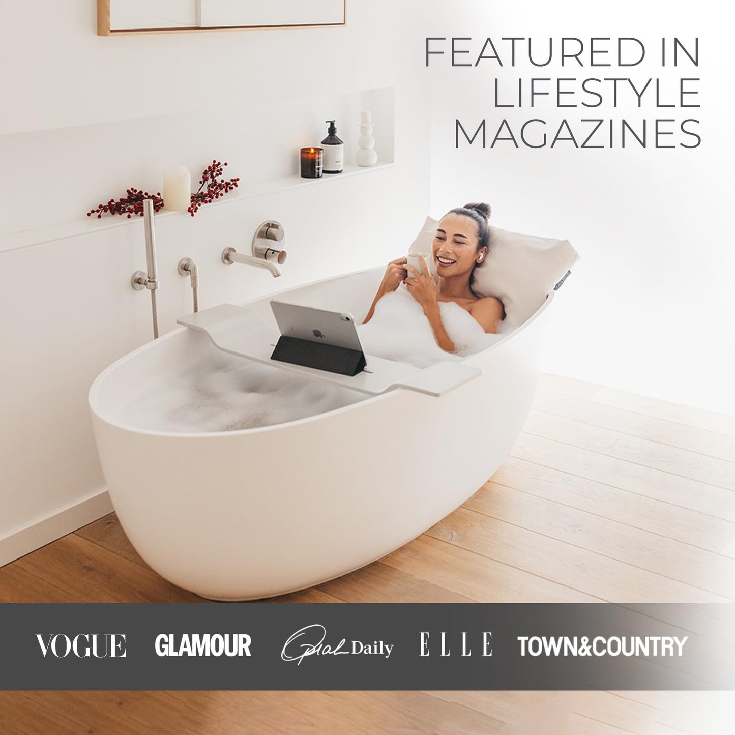 BADESOFA® Luxury Bathtub Seat Cushion - Bath Pillow for Tub, Quick-Dry & Washable, Non-Slip Weighted Tub Pillow, Home Spa Accessoire for Bathtub & Hot Beauty and Personal Care BADESOFA
