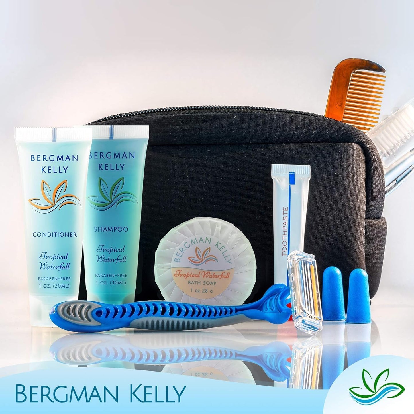 BERGMAN KELLY - Hotel Soap Bars in Bulk - Tropical Waterfall, 1 oz, 100 PK - Small Individually Wrapped Round Soap - Travel Size Mini Toiletries Beauty & Personal Care BERGMAN KELLY