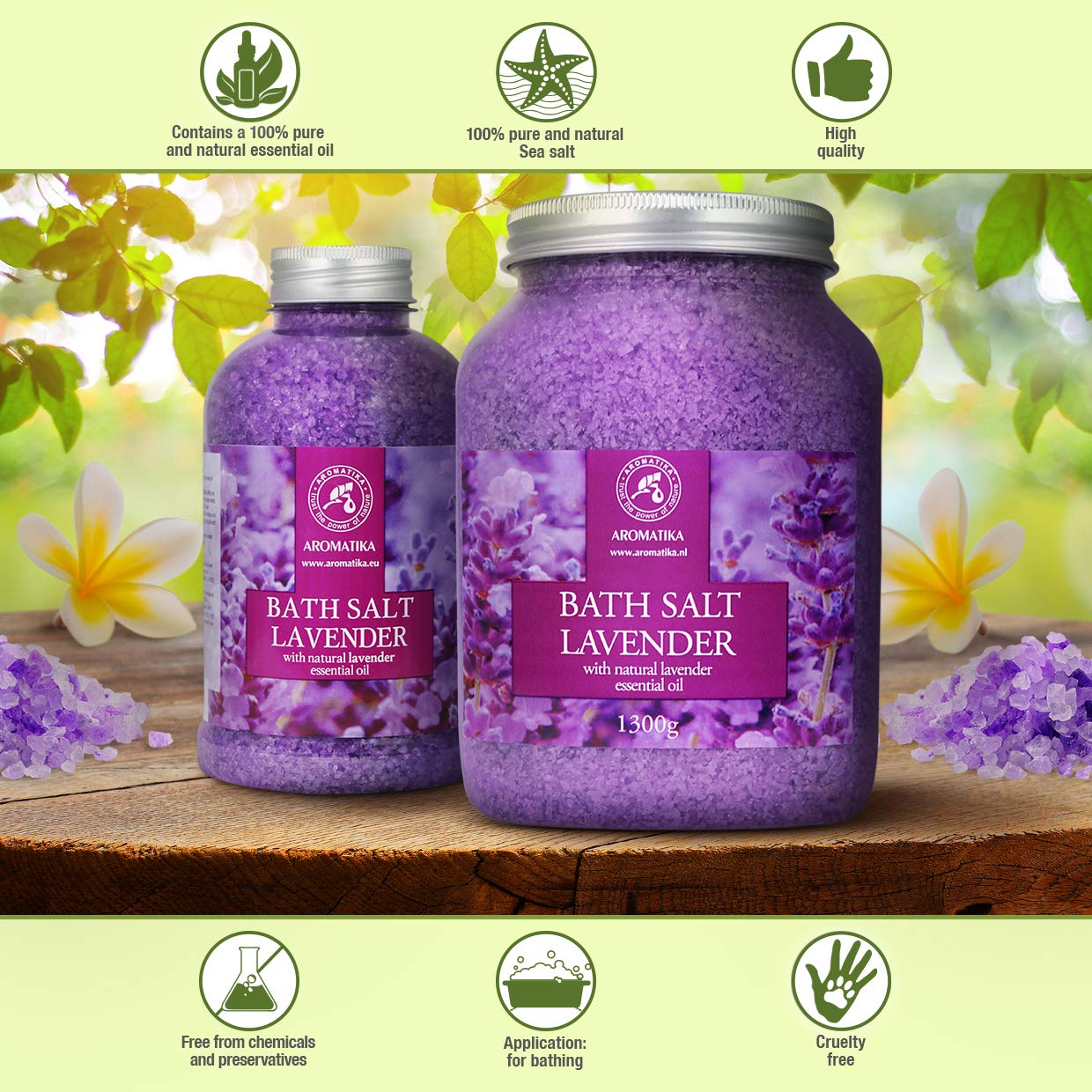 Sea Salt Lavender with Natural Lavender Essential Oil 46 Oz - Lavender Bath Salts - Lavanda Salt 1300g - Best for Good Sleep - Stress Relief - Beauty Beauty and Personal Care AROMATIKA