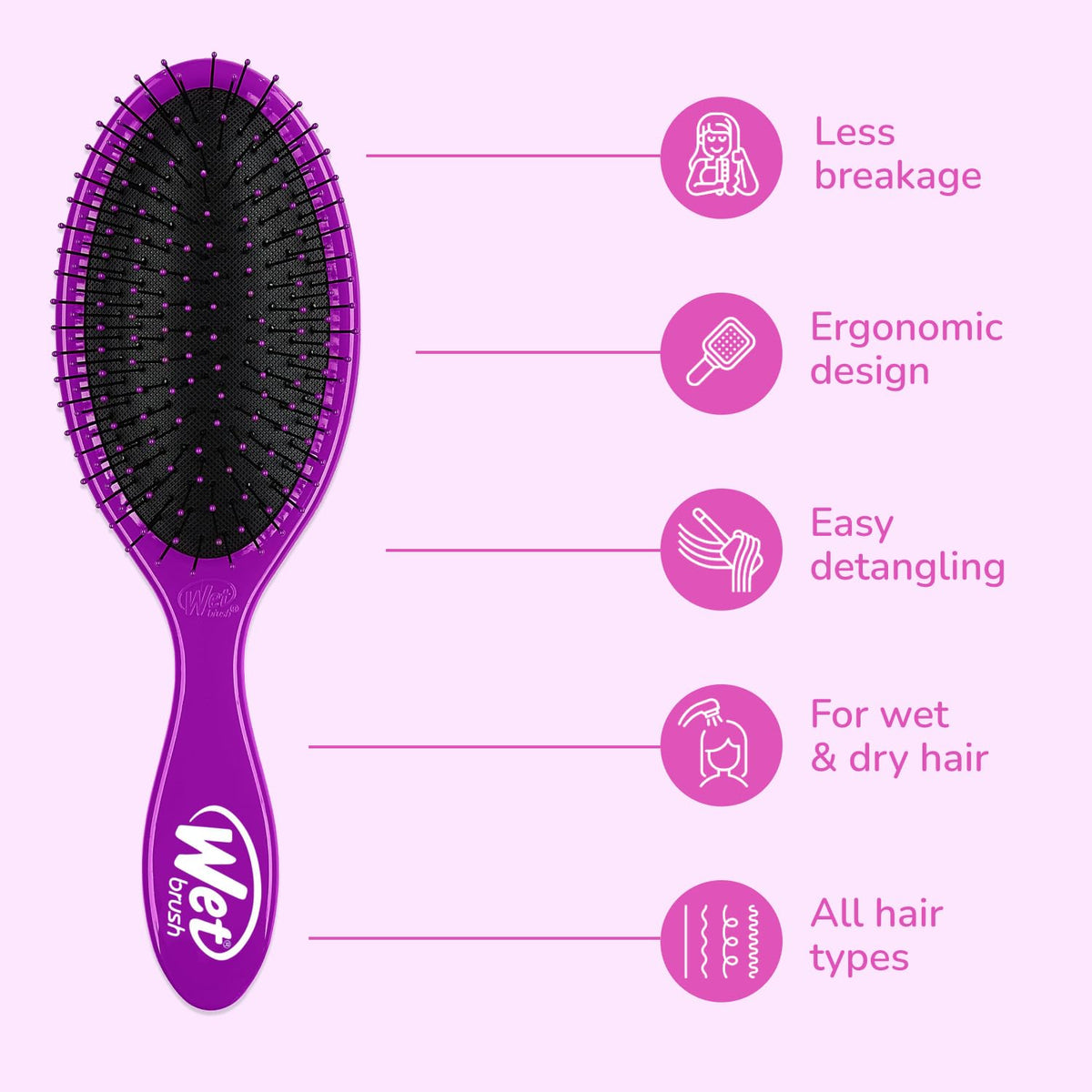 Wet Brush Original Detangling Hair Brush, Purple, Ultra-Soft IntelliFlex Bristles, Detangler Hairbrush Glides Through Tangles With Ease For All Hair