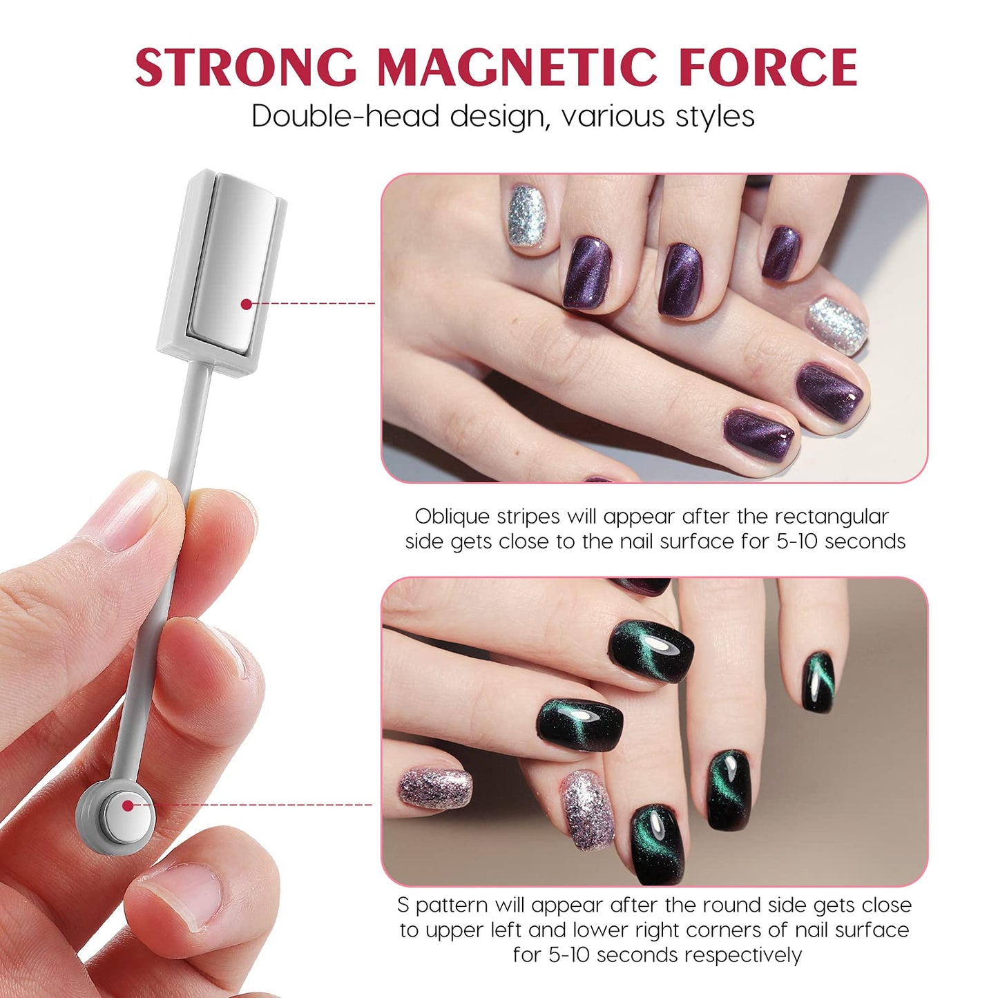Frcolor Double-head Magic Magnet Stick For 3D Magnetic Cat Eye Gel Nail Polish Nail Art Manicure Tool Beauty & Personal Care FRCOLOR