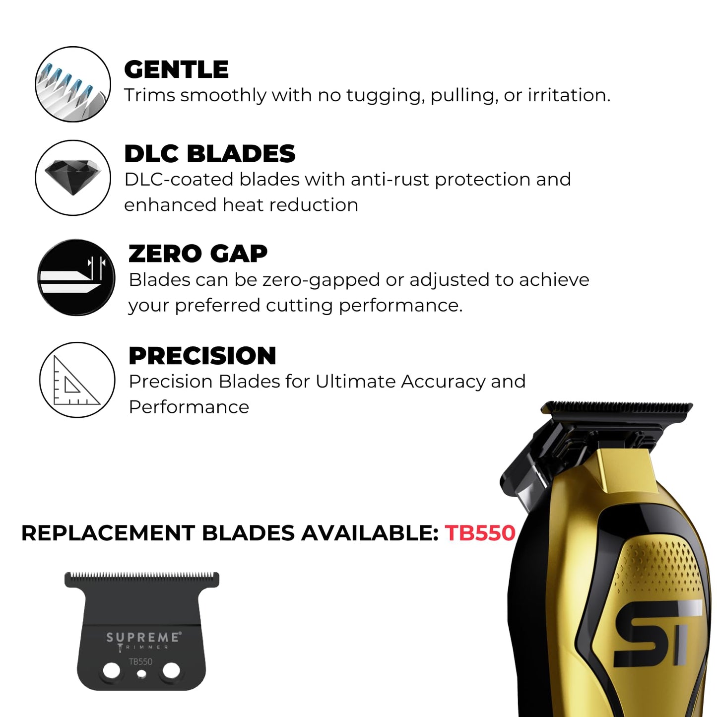 Supreme Trimmer Darkstar 72 Trimmer ST700 with Magnetic Vector Motor - 180 Min Run Time, 9000 RPM Barber Hair Trimmer - Low Noise, Professional Beard Beauty and Personal Care Supreme Trimmer