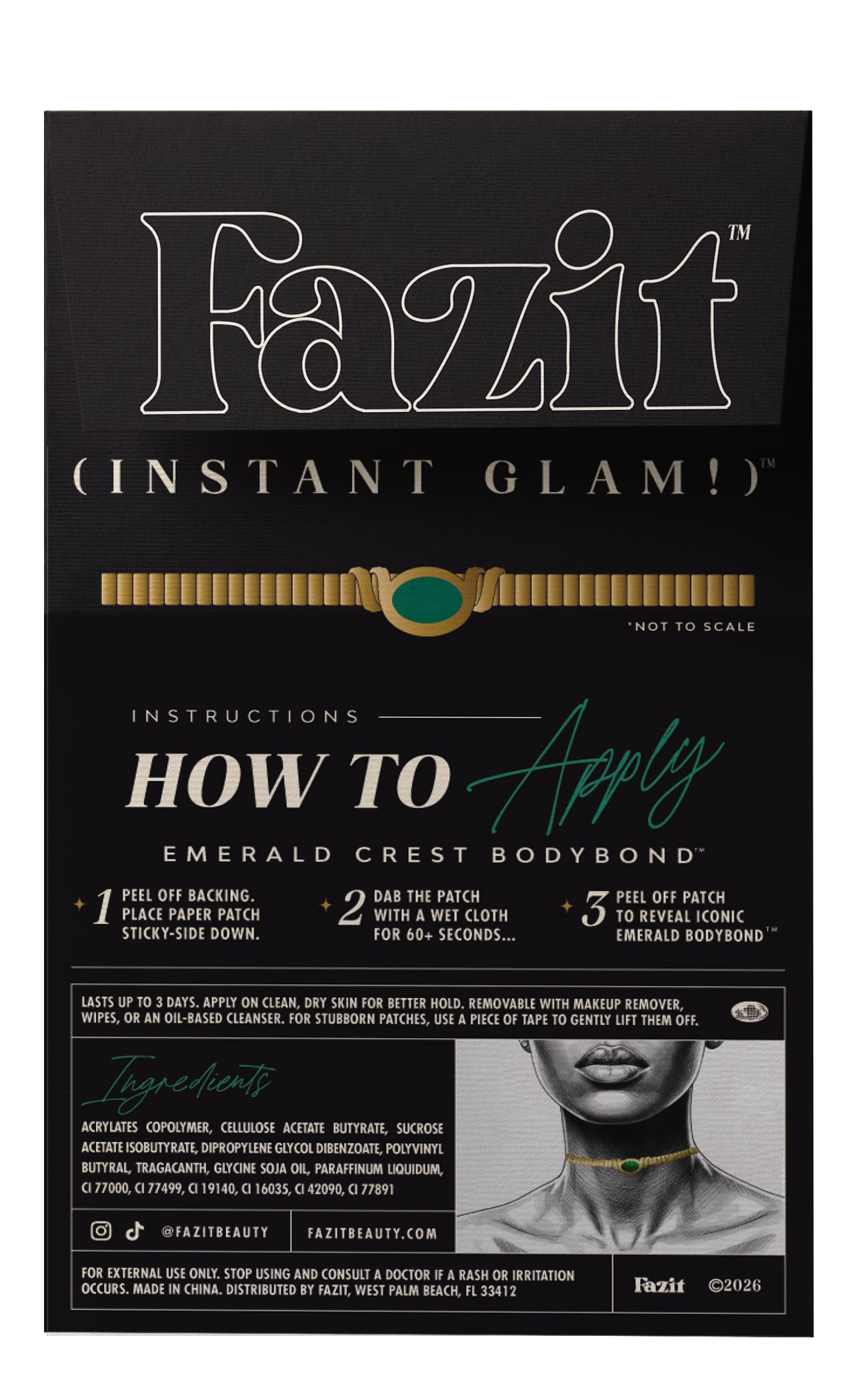 Fazit Makeup Patches - Emerald Crest Bodybond - Glow Up Make-Up Patches - Cute Glitter Makeup Accessories for Women - Cosmetic Body Glitter Beauty & Personal Care Fazit