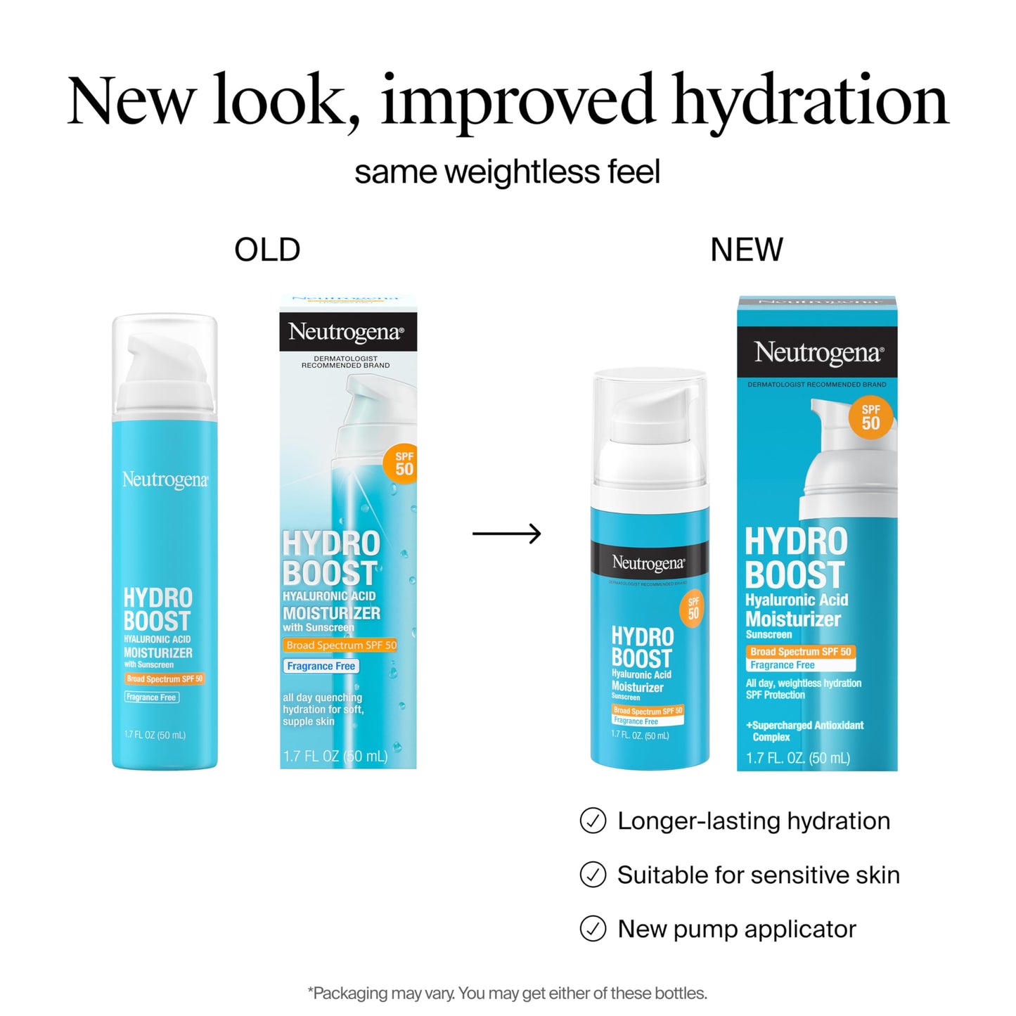 Neutrogena Hydro Boost Hyaluronic Acid Face Moisturizer with Broad Spectrum SPF 50 Sunscreen, Non-Greasy, Fragrance Free Daytime Facial Moisturizer Beauty & Personal Care Neutrogena