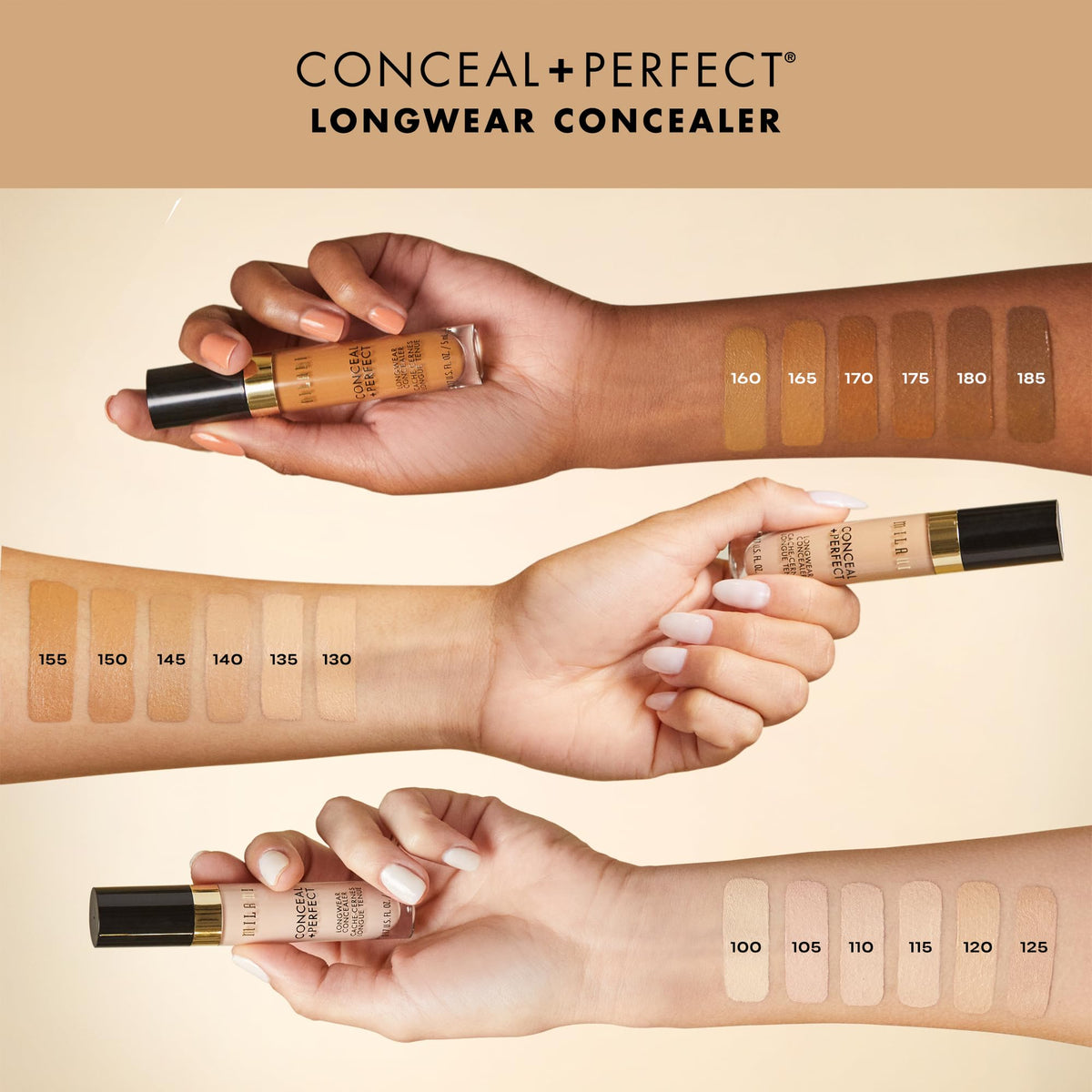 Milani Conceal + Perfect Longwear Concealer Full Coverage Infused with Hyaluronic Acid & Vitamin E, Cover Dark Circles, Blemishes & Skin Imperfections Beauty & Personal Care Milani