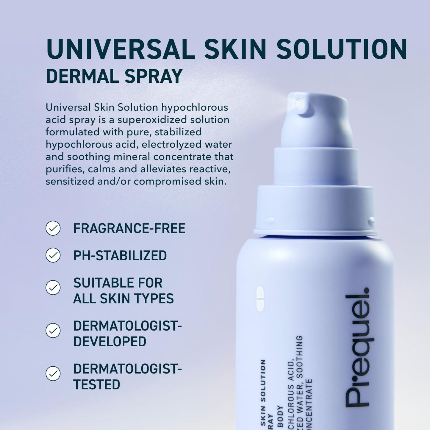 Prequel Skin Universal Skin Solution Hypochlorous Acid Spray for Face and Body. Fine Mist HOCL Facial Cleanser and Dermal Spray with Minerals Beauty & Personal Care Prequel
