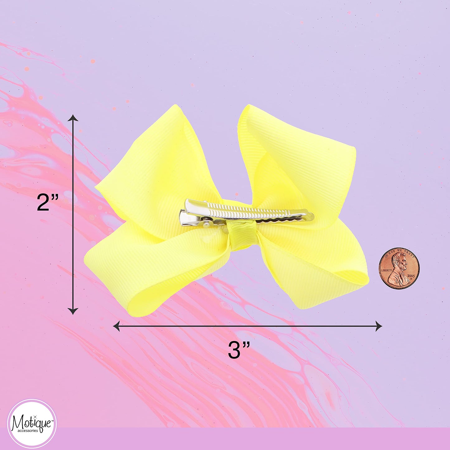 3 Inch Grosgrain Bow for Little Girls- Set of 2 (Sunshine Yellow) Beauty and Personal Care Motique Accessories
